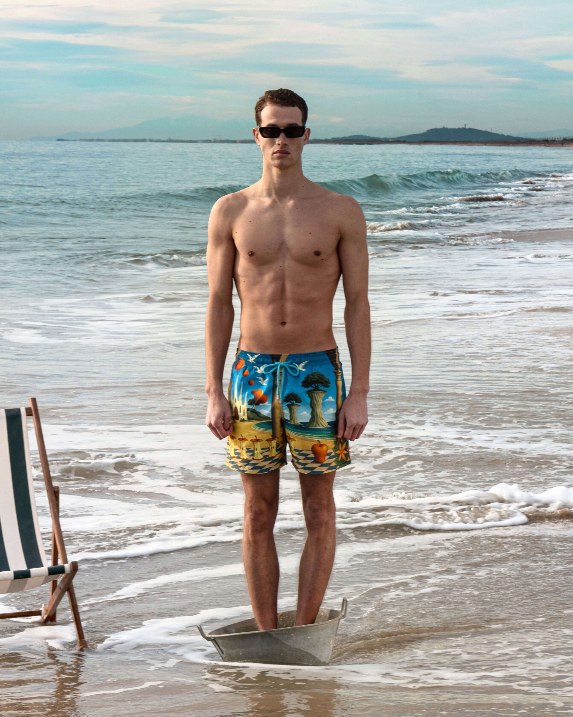 Vilebrequin Men Swim Trunks Eden - VBQ x 3.PARADIS - Blue Santorini