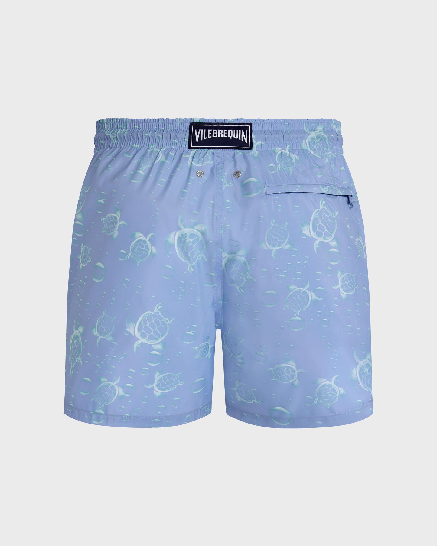 Vilebrequin Men Ultra-light and packable Swim Trunks Bubbles Turtles 3D - Blue Cloudy