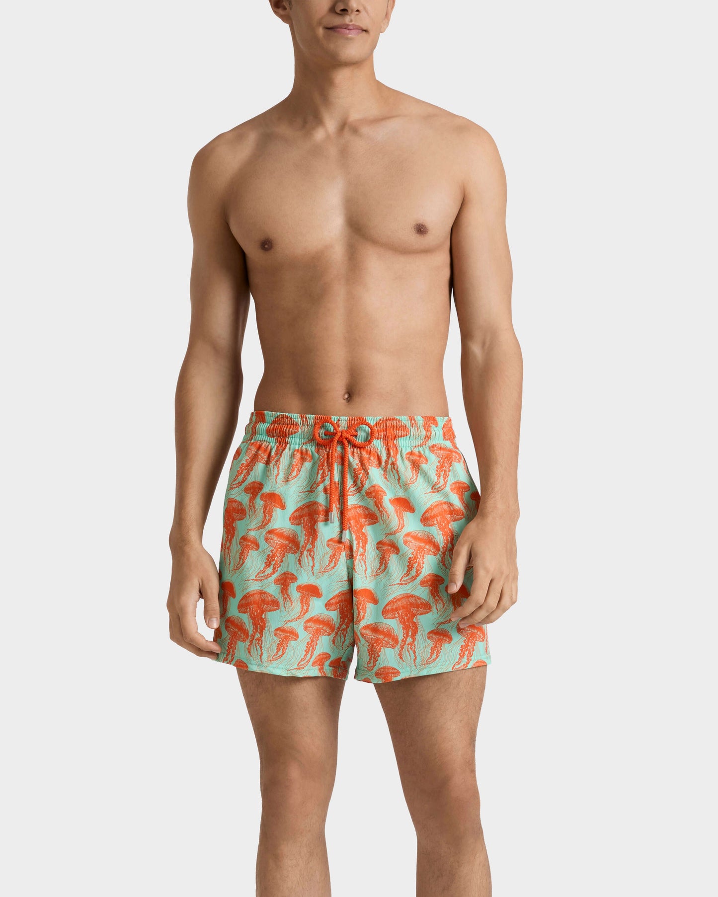 Vilebrequin Men Stretch Short Swim Trunks Jellyfish Dance - Green Caribbean