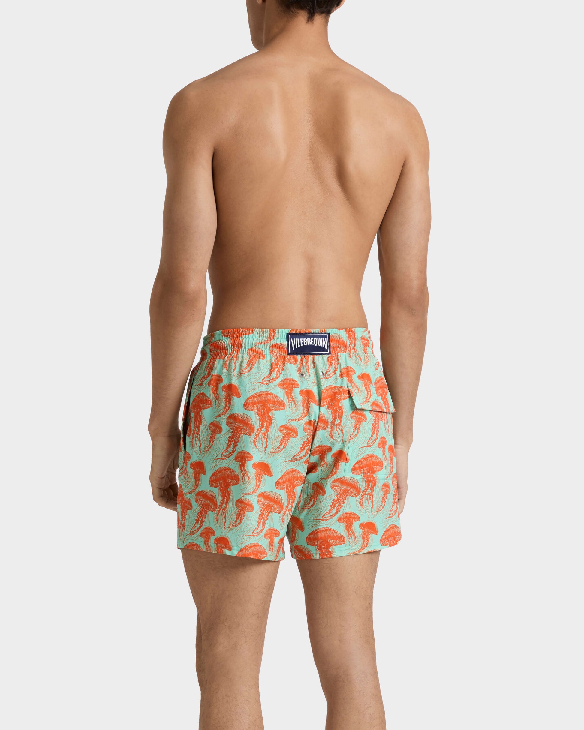Vilebrequin Men Stretch Short Swim Trunks Jellyfish Dance - Green Caribbean