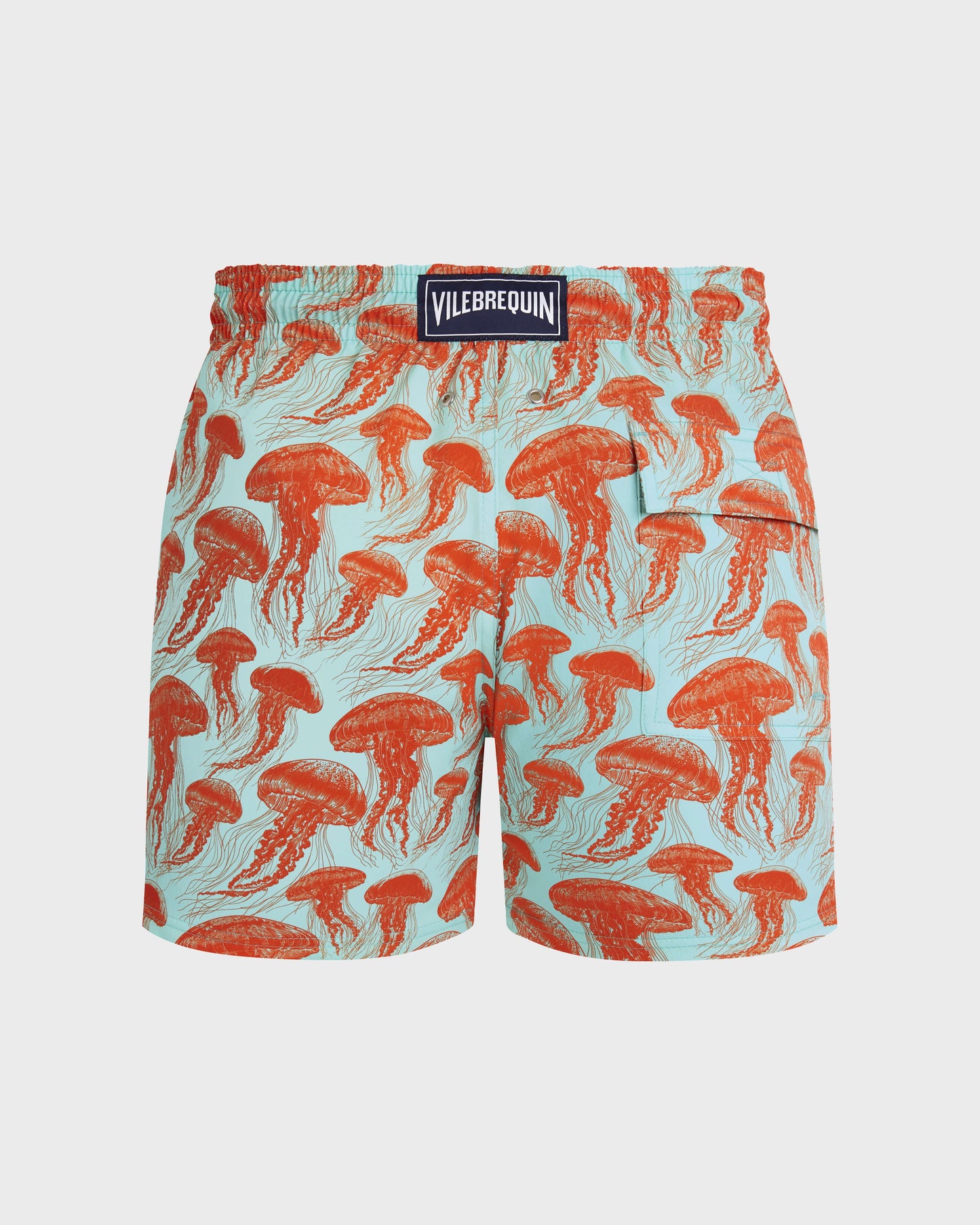 Vilebrequin Men Stretch Short Swim Trunks Jellyfish Dance - Green Caribbean