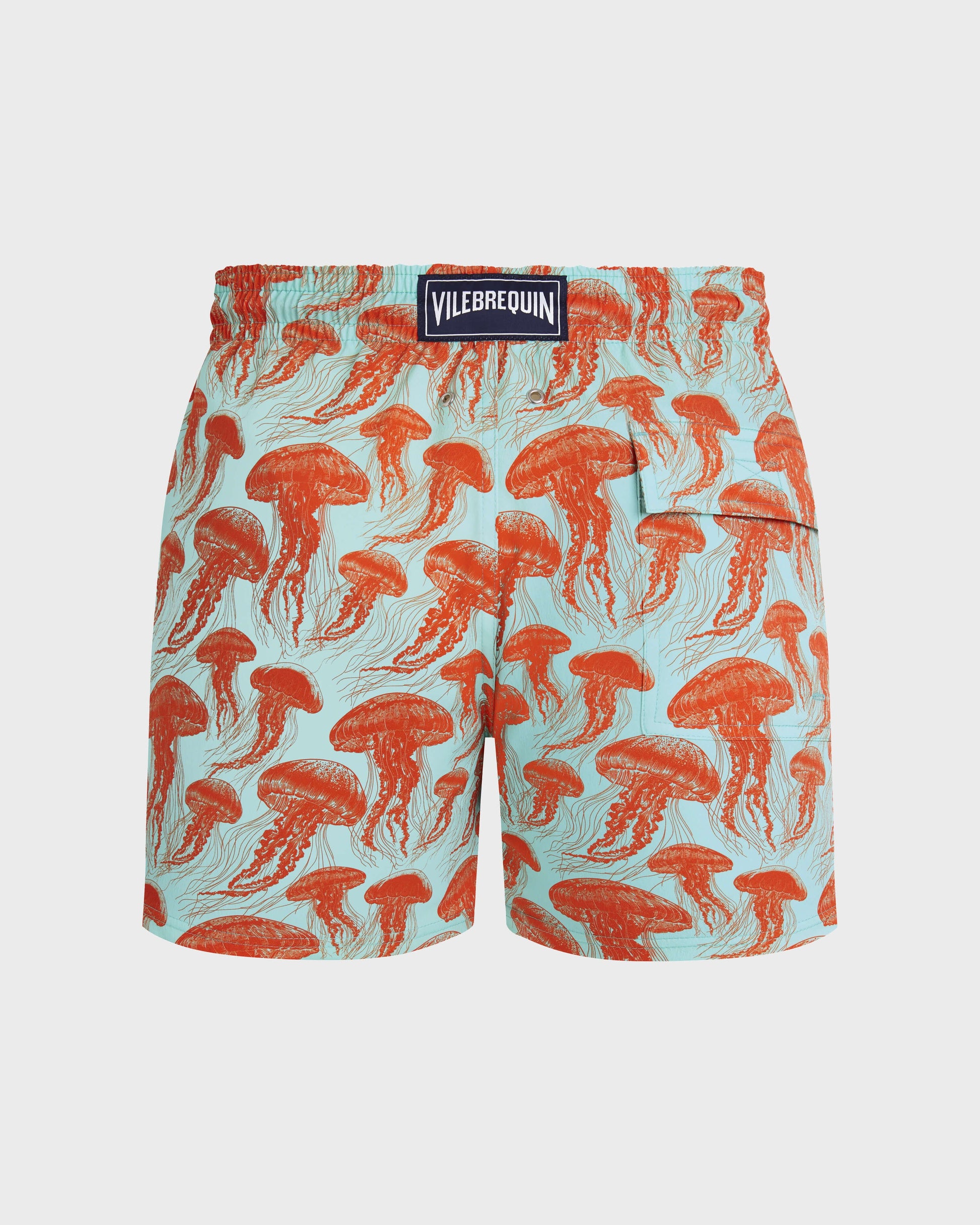 Vilebrequin Men Stretch Short Swim Trunks Jellyfish Dance - Green Caribbean