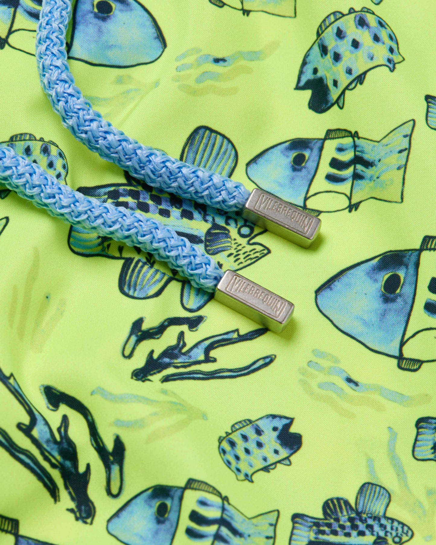 Vilebrequin Men Ultra-light and packable Swim Trunks Fishies Drawing - Neon yellow
