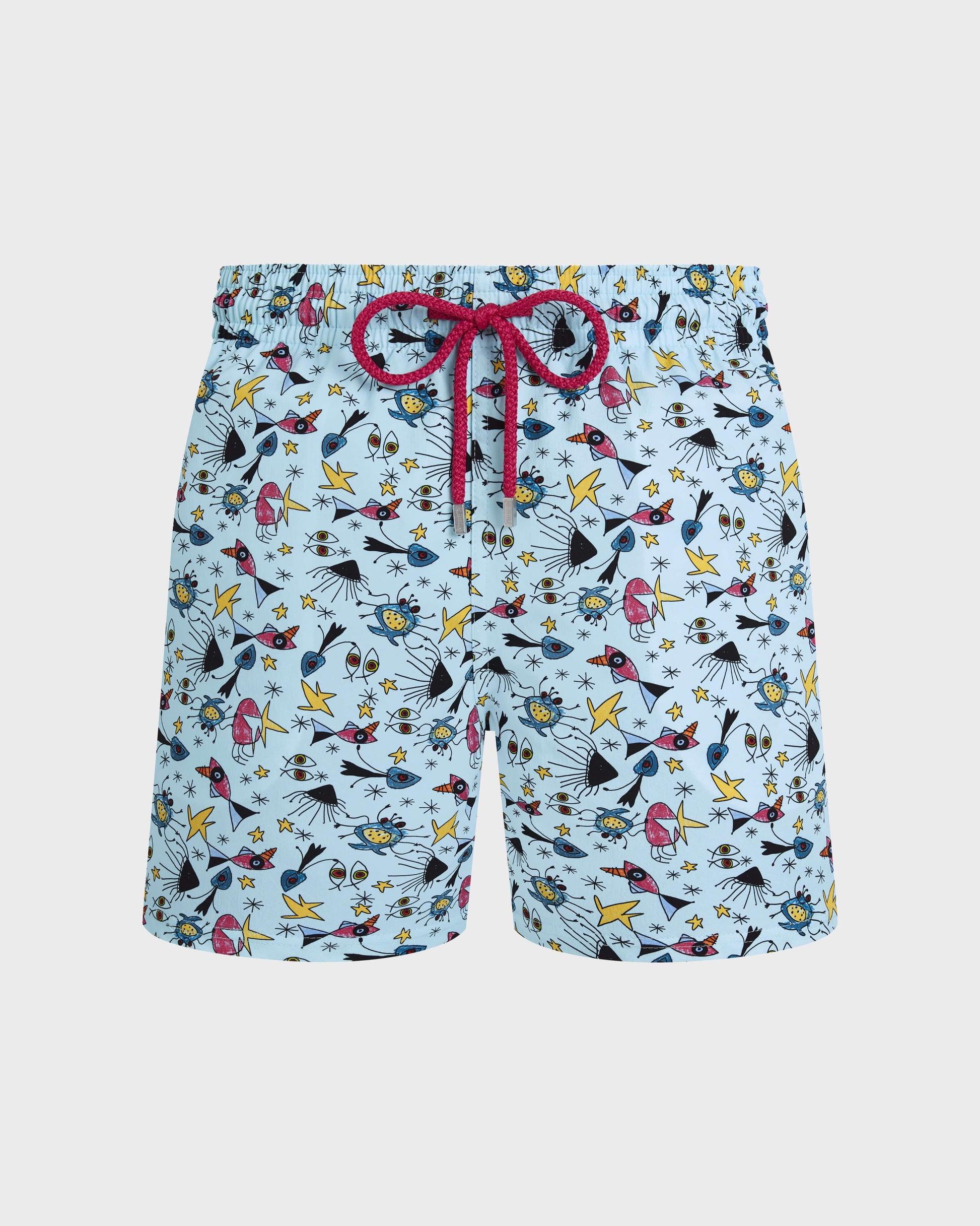 Vilebrequin Men Stretch Short Swim Trunks Aquatic Carnival - Blue Oxygene