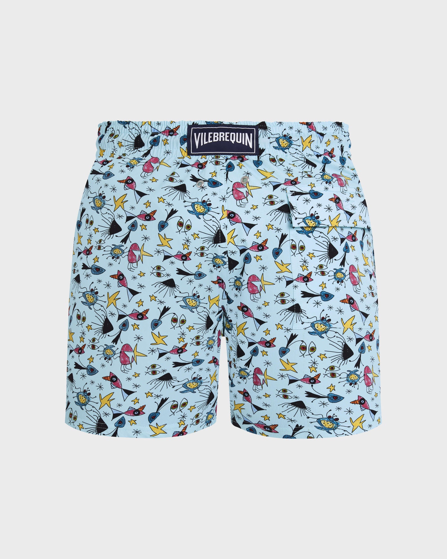 Vilebrequin Men Stretch Short Swim Trunks Aquatic Carnival - Blue Oxygene