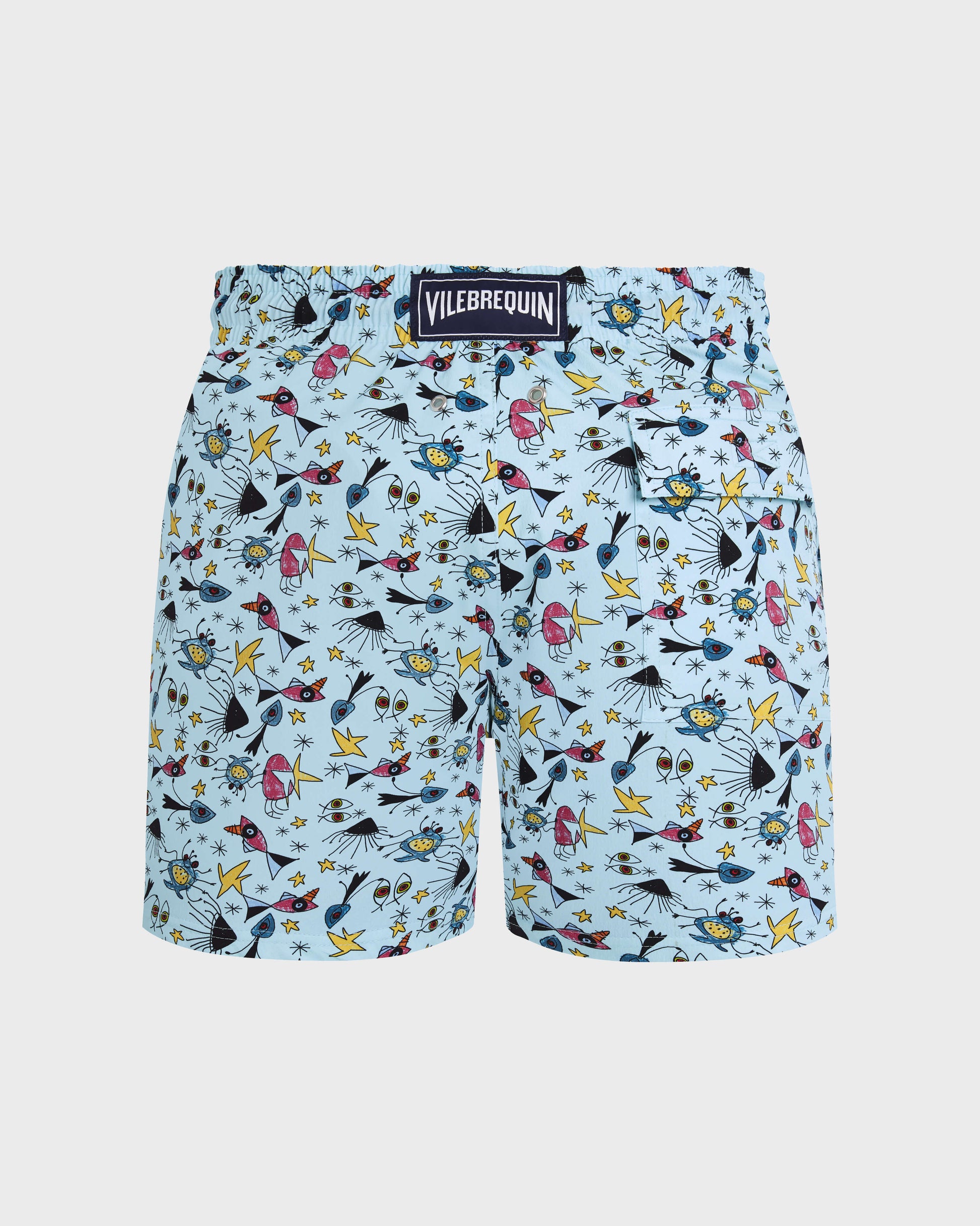 Vilebrequin Men Stretch Short Swim Trunks Aquatic Carnival - Blue Oxygene