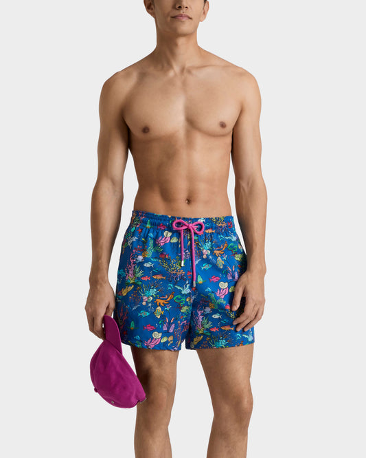 Vilebrequin Men Stretch Short Swim Trunks Aquarium - Blue Palace