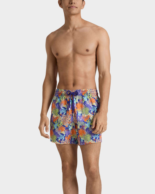 Vilebrequin Men Stretch Short Swim Trunks Aquatic Life - Blue Versailles