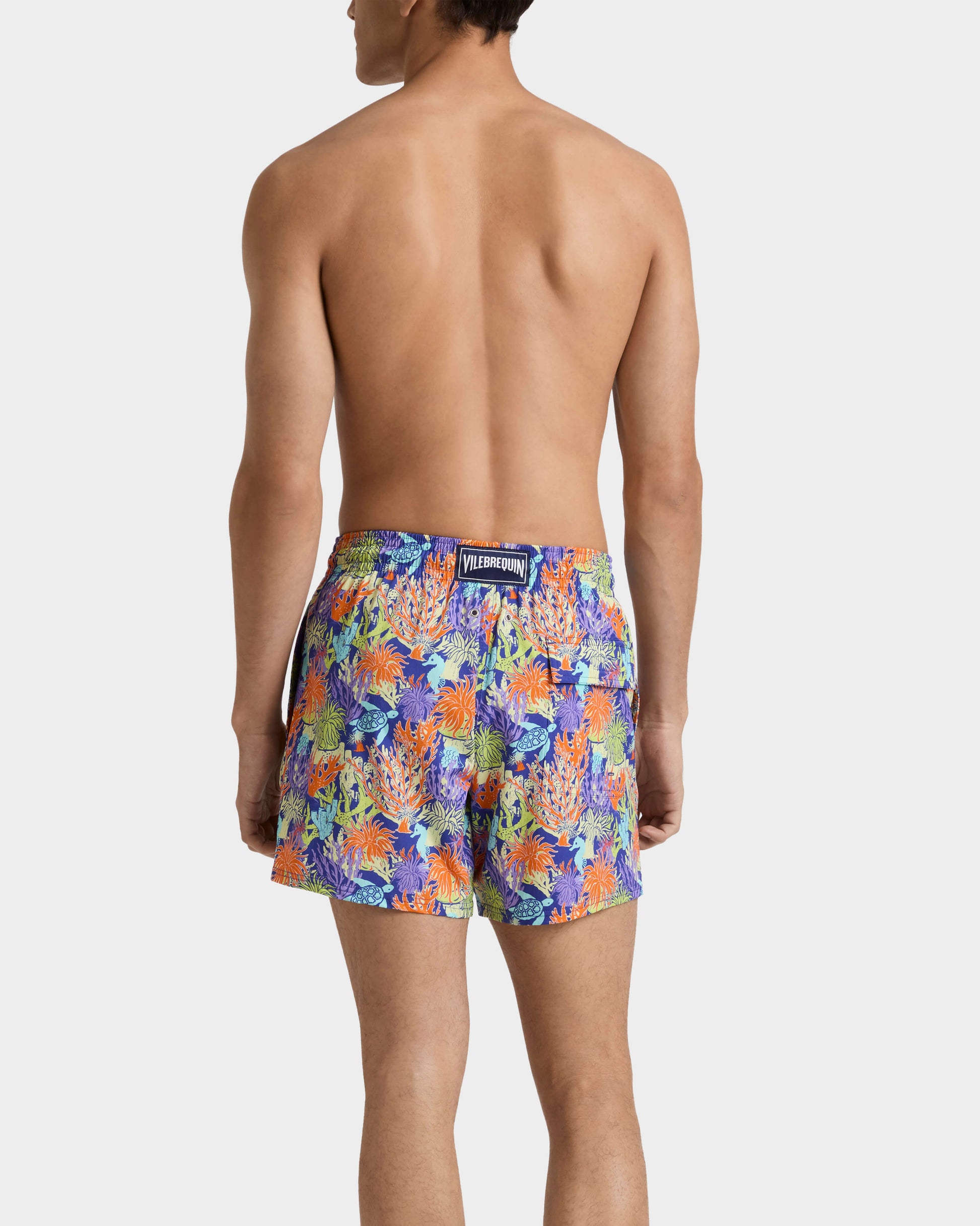 Vilebrequin Men Stretch Short Swim Trunks Aquatic Life - Blue Versailles