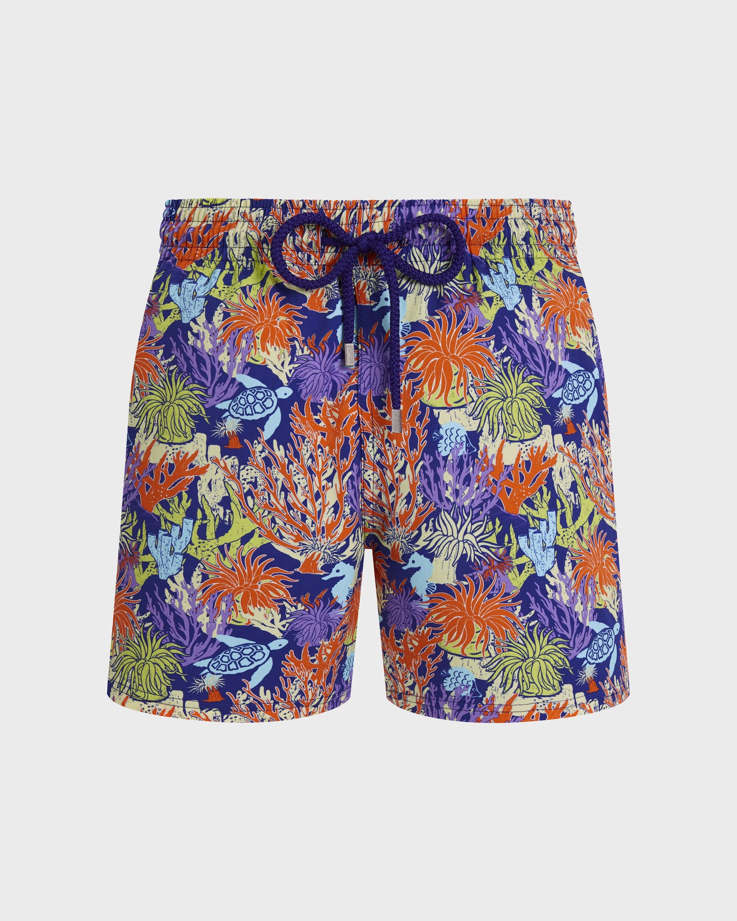 Vilebrequin Men Stretch Short Swim Trunks Aquatic Life - Blue Versailles