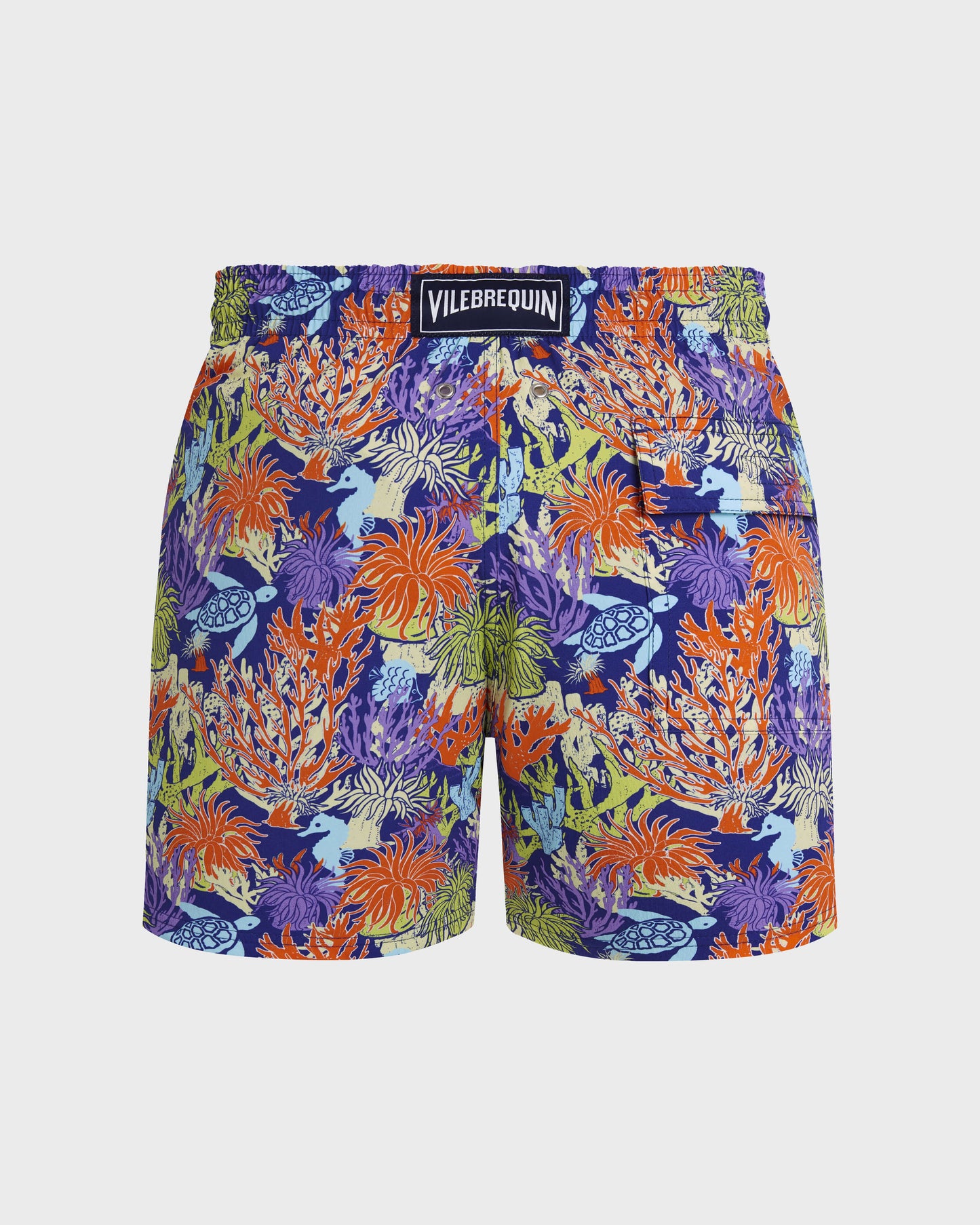 Vilebrequin Men Stretch Short Swim Trunks Aquatic Life - Blue Versailles