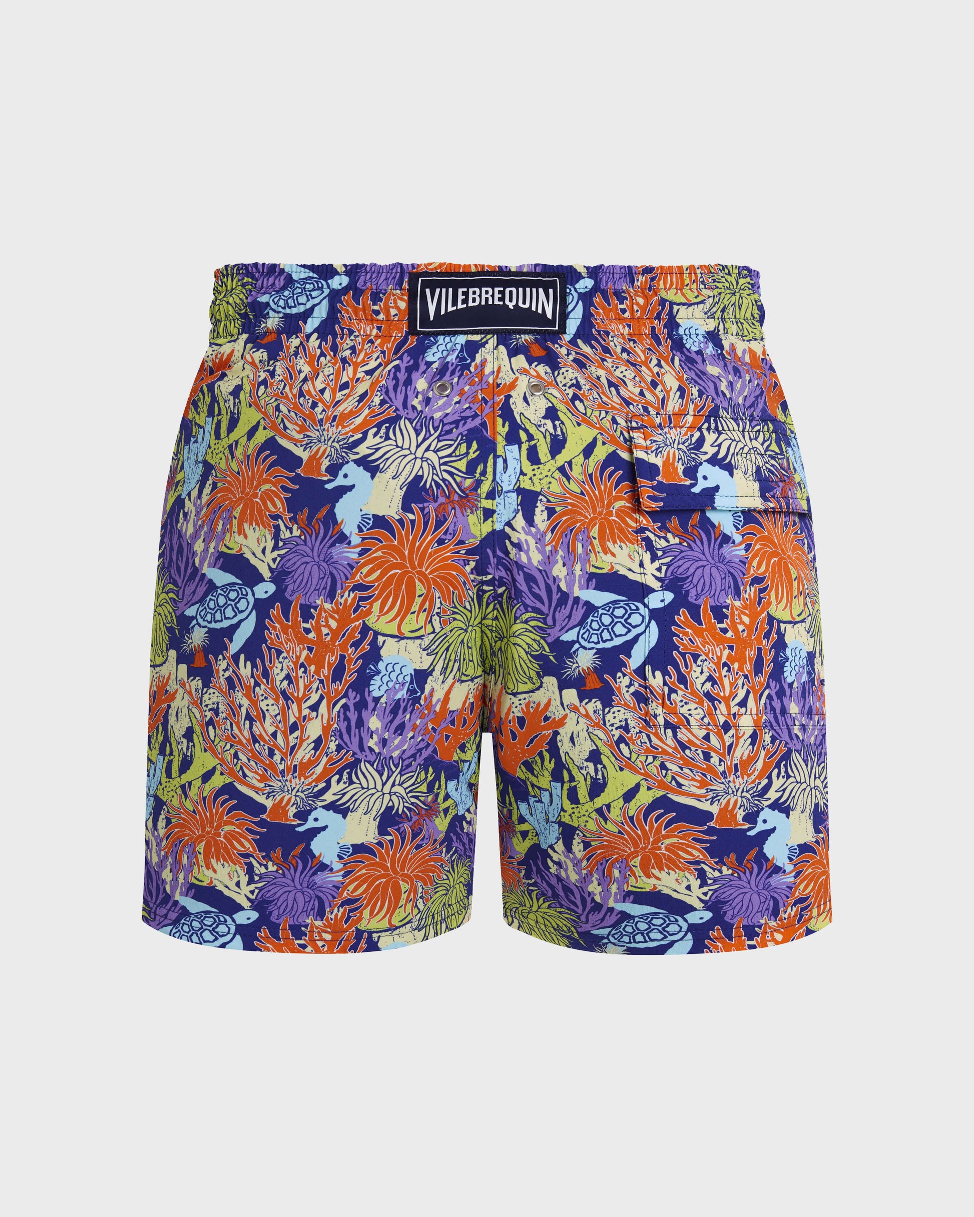 Vilebrequin Men Stretch Short Swim Trunks Aquatic Life - Blue Versailles