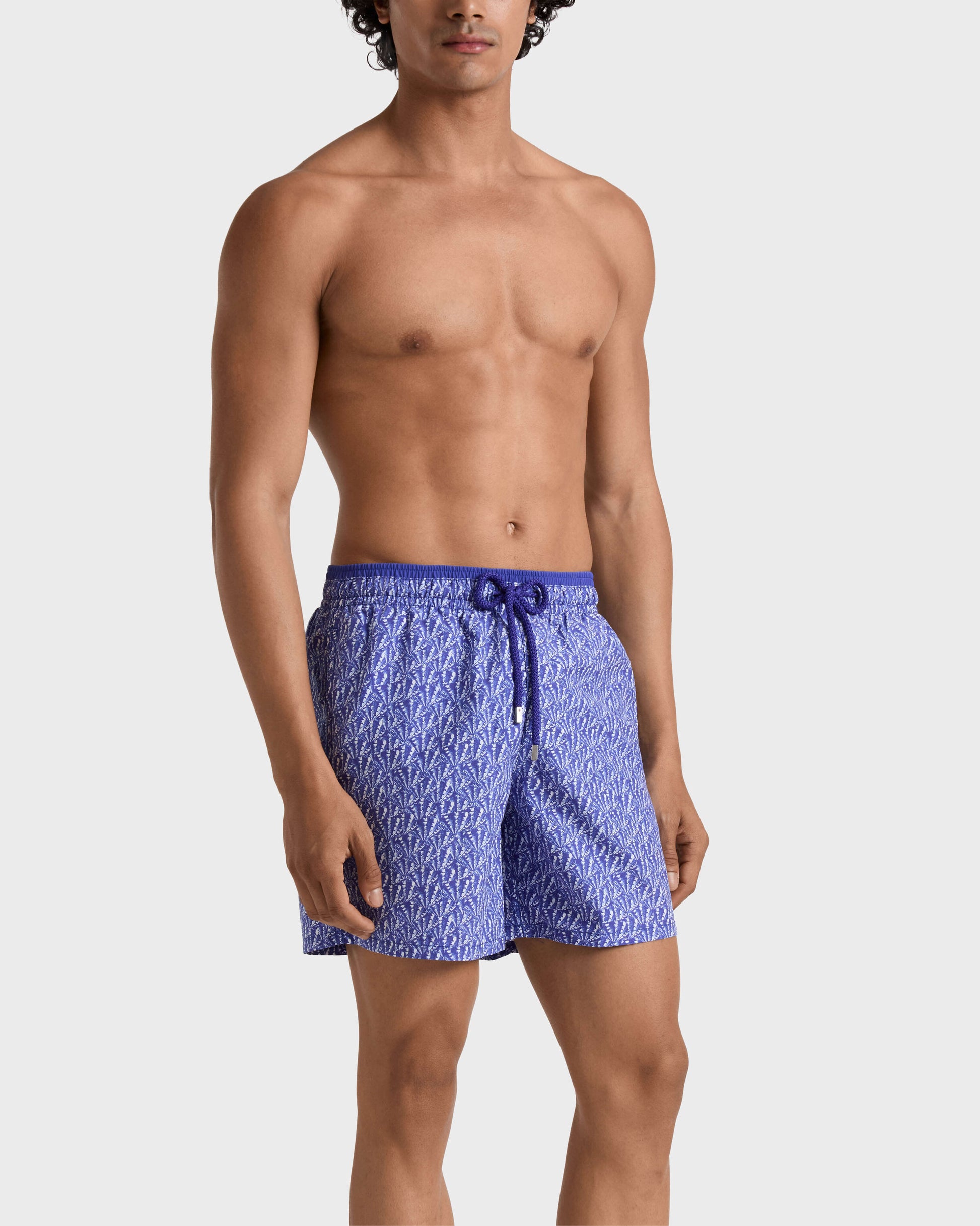 Vilebrequin Men Bicolor Swim Trunks Graphic Shells - Blue Versailles