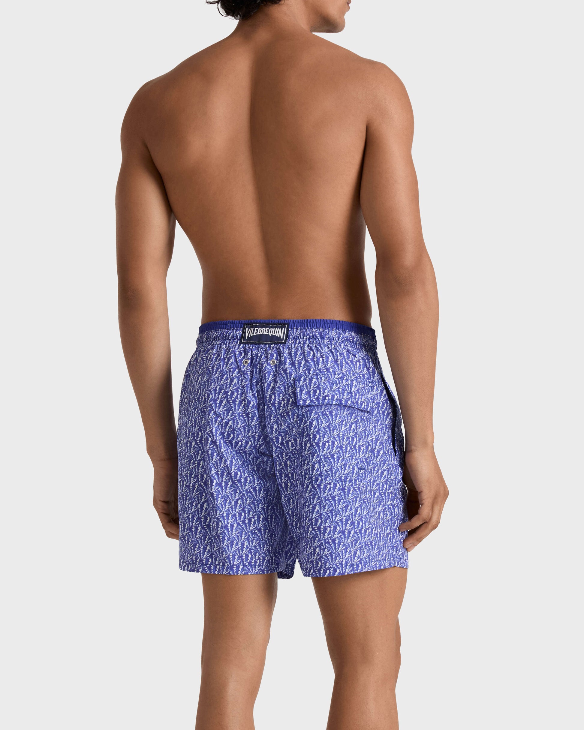 Vilebrequin Men Bicolor Swim Trunks Graphic Shells - Blue Versailles