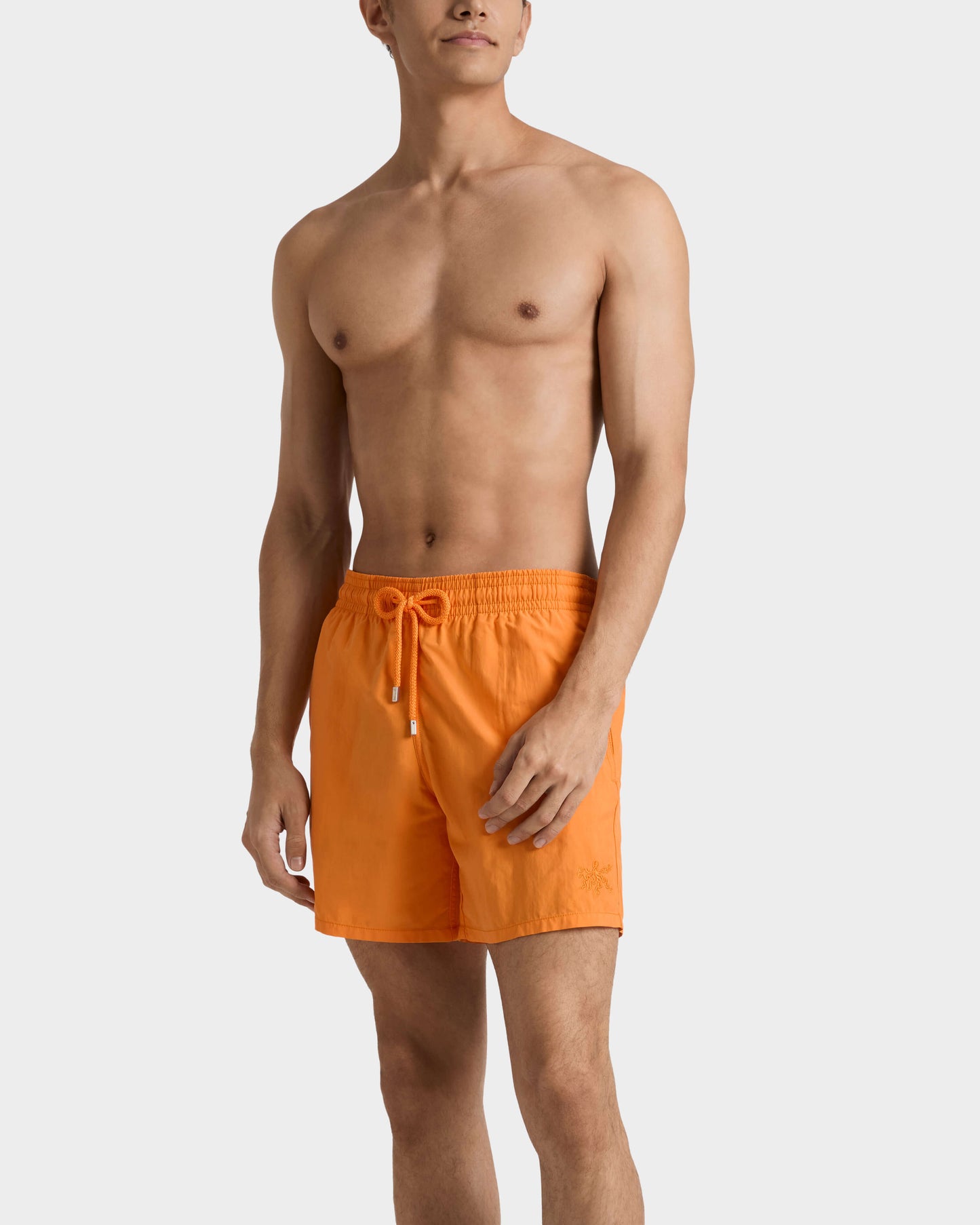 Vilebrequin Men Swim Trunks Water-reactive Octopus in Stripes - Orange Vitamin