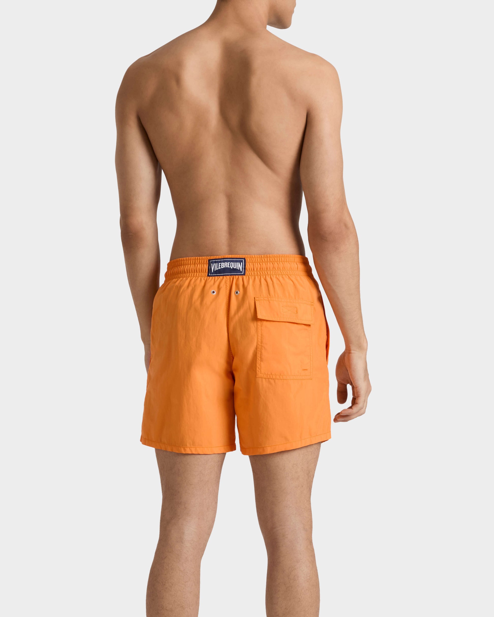 Vilebrequin Men Swim Trunks Water-reactive Octopus in Stripes - Orange Vitamin