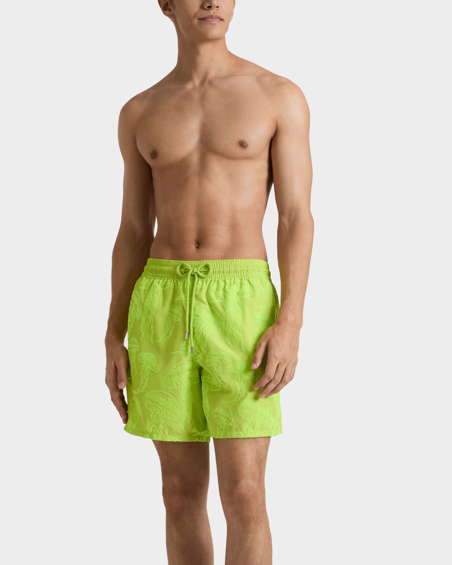 Vilebrequin Men Ultra-light and packable Swim Trunks Flocked Jellyfish Dance - Green Acide