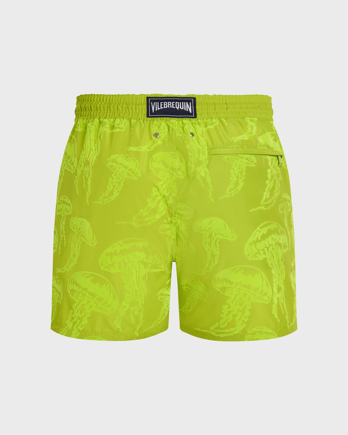 Vilebrequin Men Ultra-light and packable Swim Trunks Flocked Jellyfish Dance - Green Acide