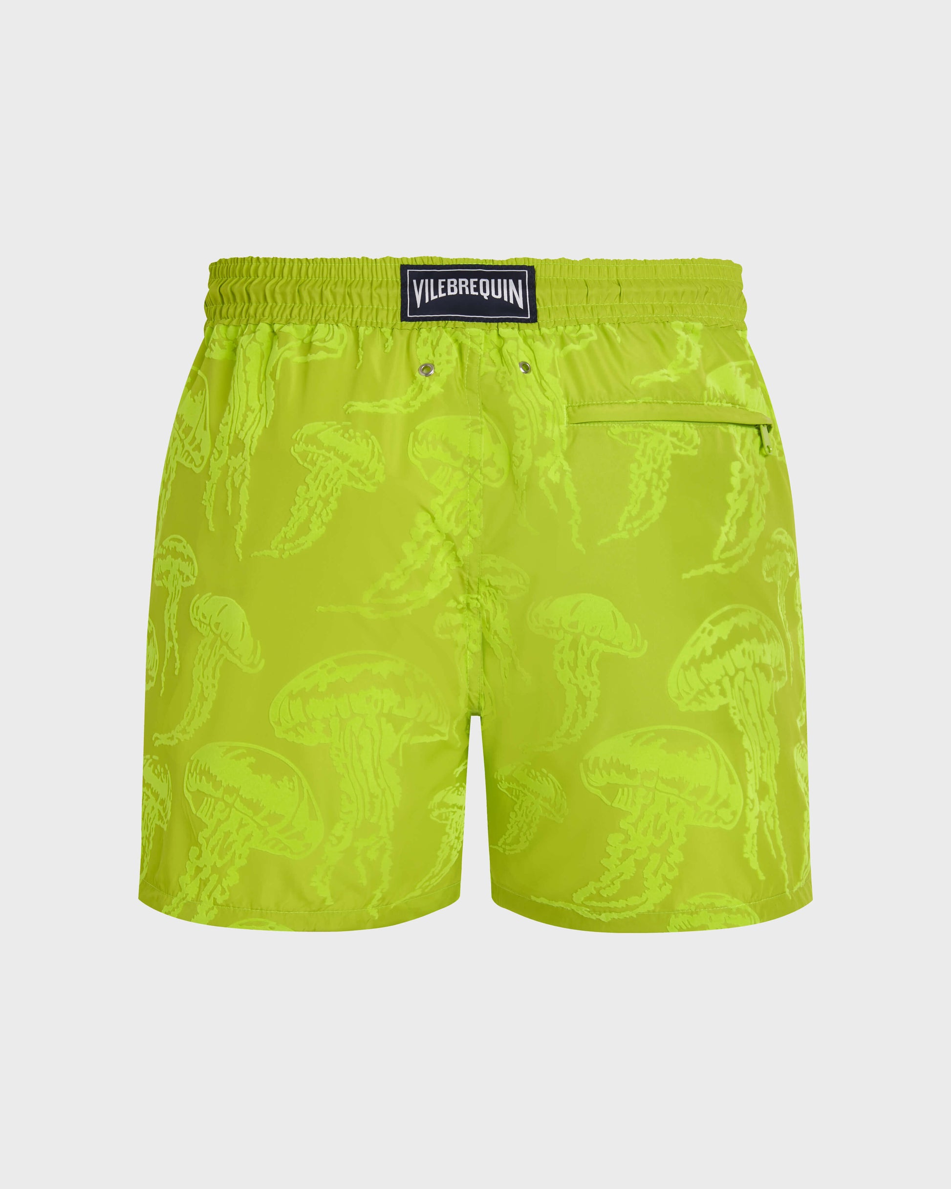 Vilebrequin Men Ultra-light and packable Swim Trunks Flocked Jellyfish Dance - Green Acide