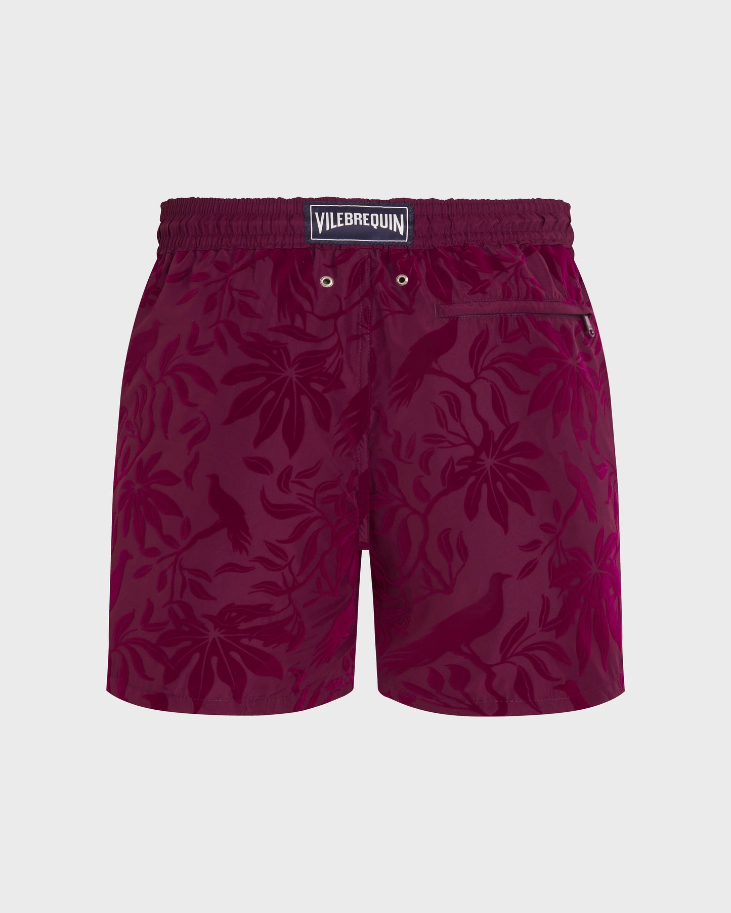 Vilebrequin Men Ultra-light and packable Swim Trunks Flocked Birds of paradise - Purple Kerala