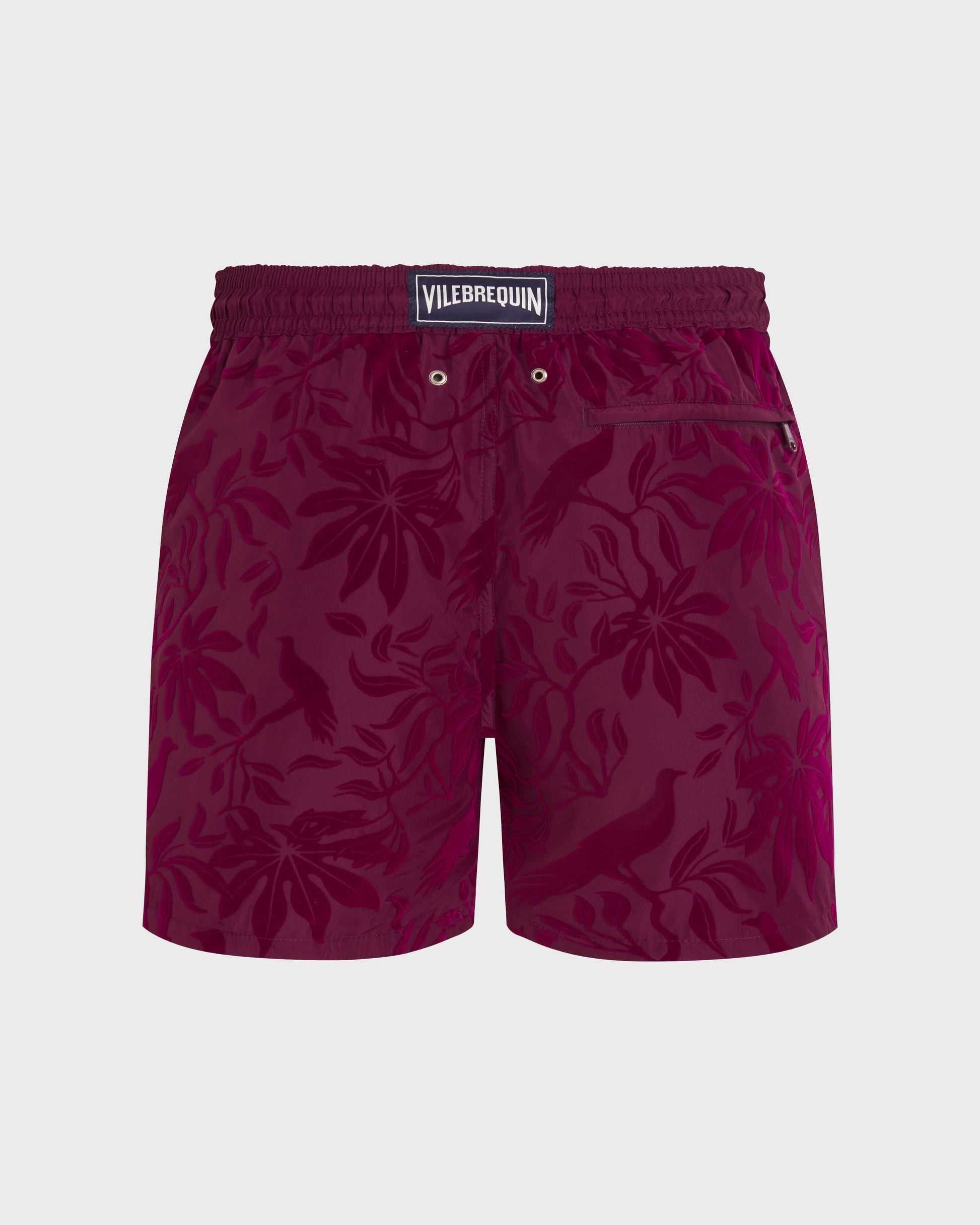 Vilebrequin Men Ultra-light and packable Swim Trunks Flocked Birds of paradise - Purple Kerala