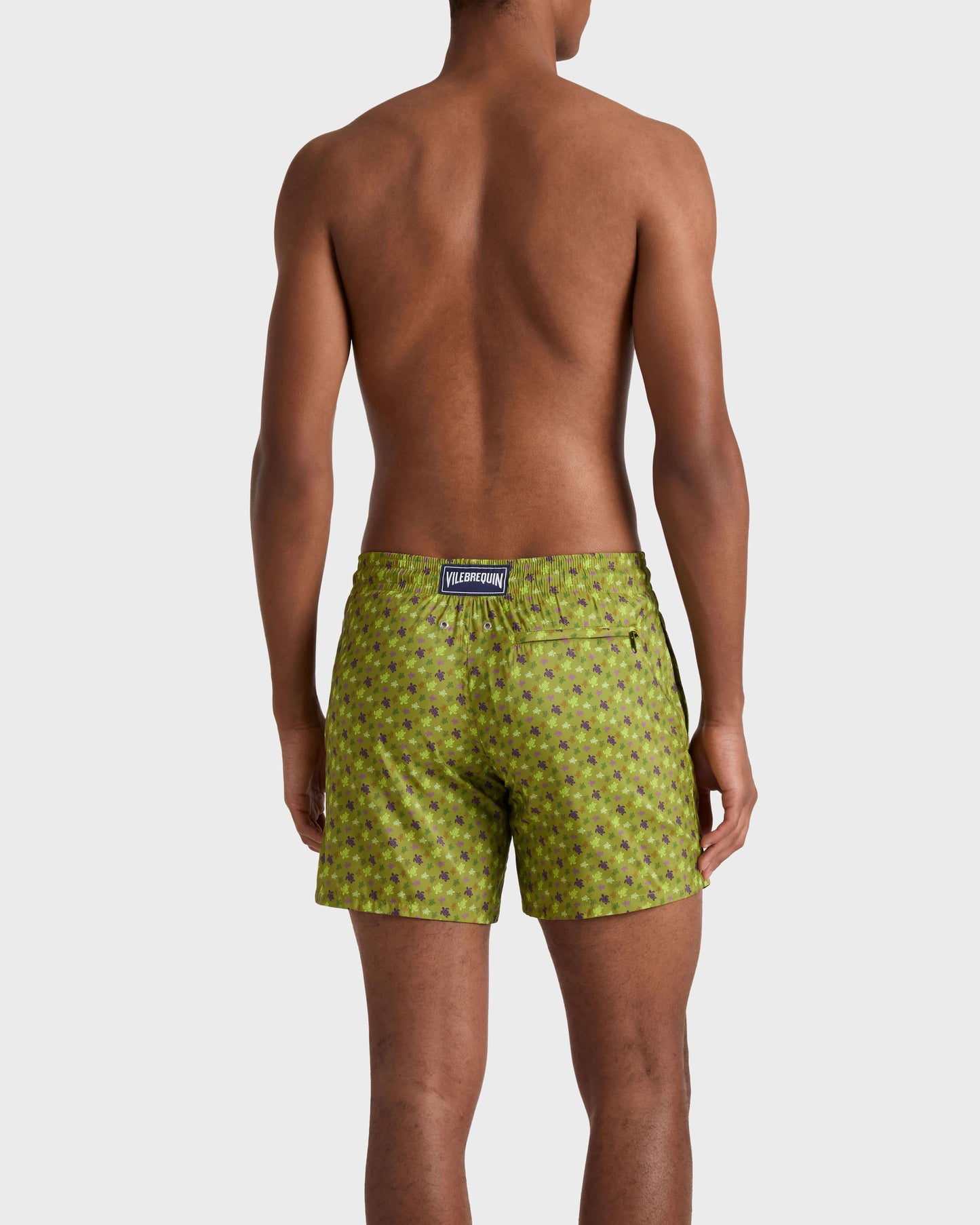 Vilebrequin Men Ultra-light and packable Swim Trunks Micro Ronde des Tortues - Green Wormwood