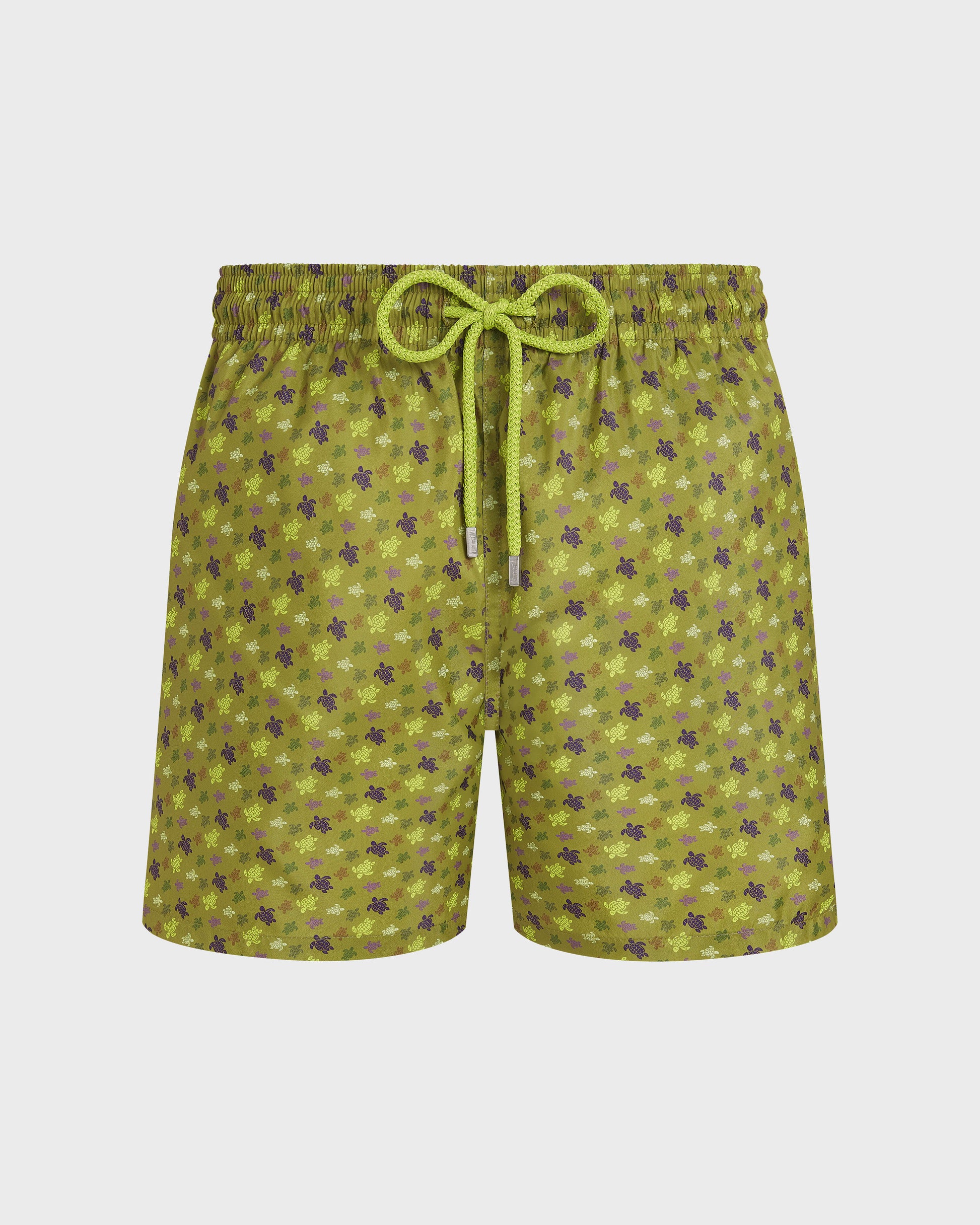 Vilebrequin Men Ultra-light and packable Swim Trunks Micro Ronde des Tortues - Green Wormwood