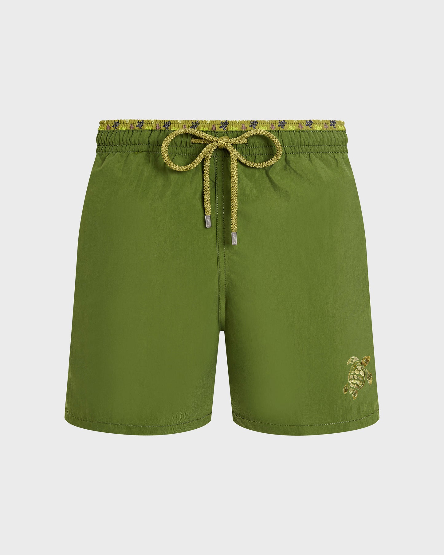 Vilebrequin Men Swim Trunks Bicolor Micro Ronde des Tortues - Green Militaire