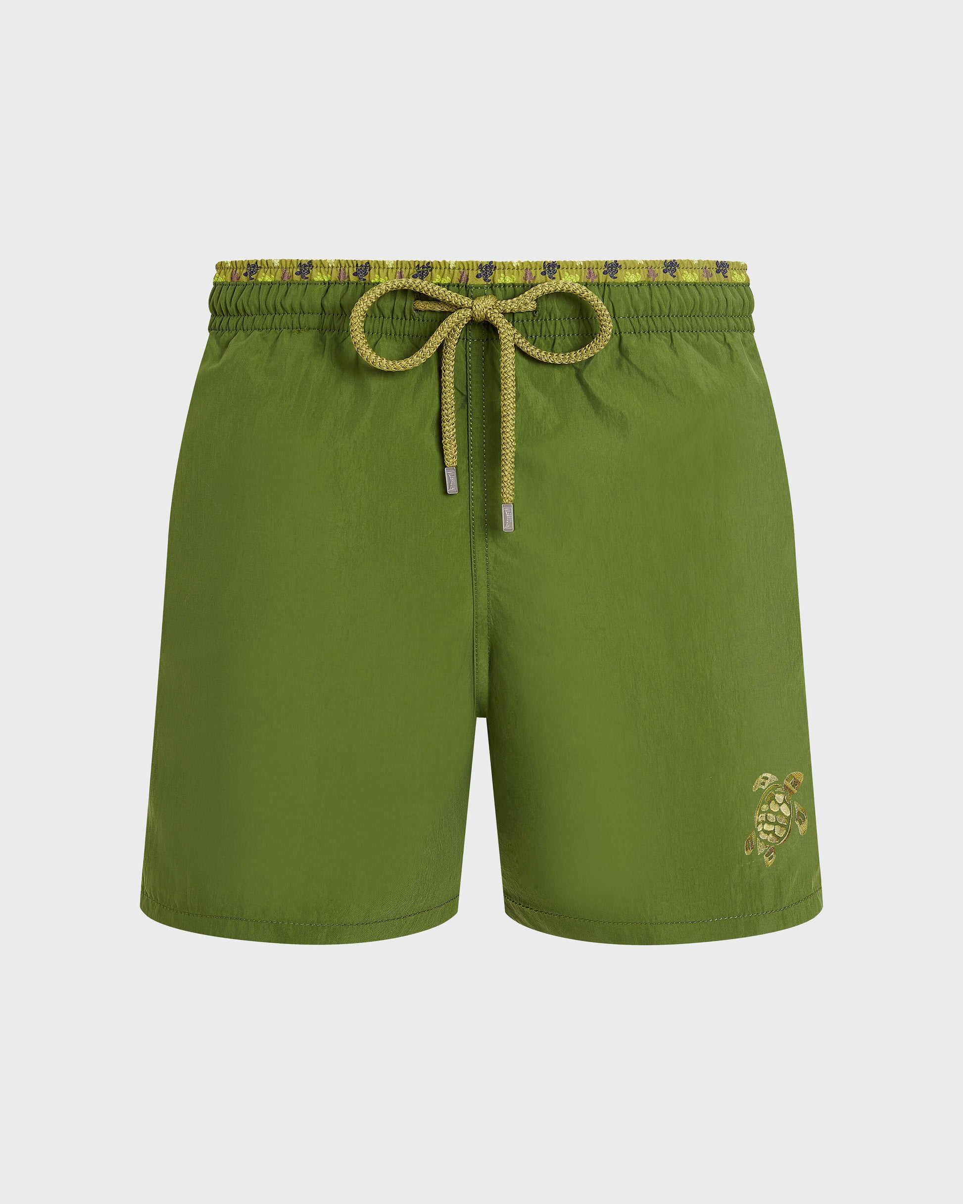 Vilebrequin Men Swim Trunks Bicolor Micro Ronde des Tortues - Green Militaire