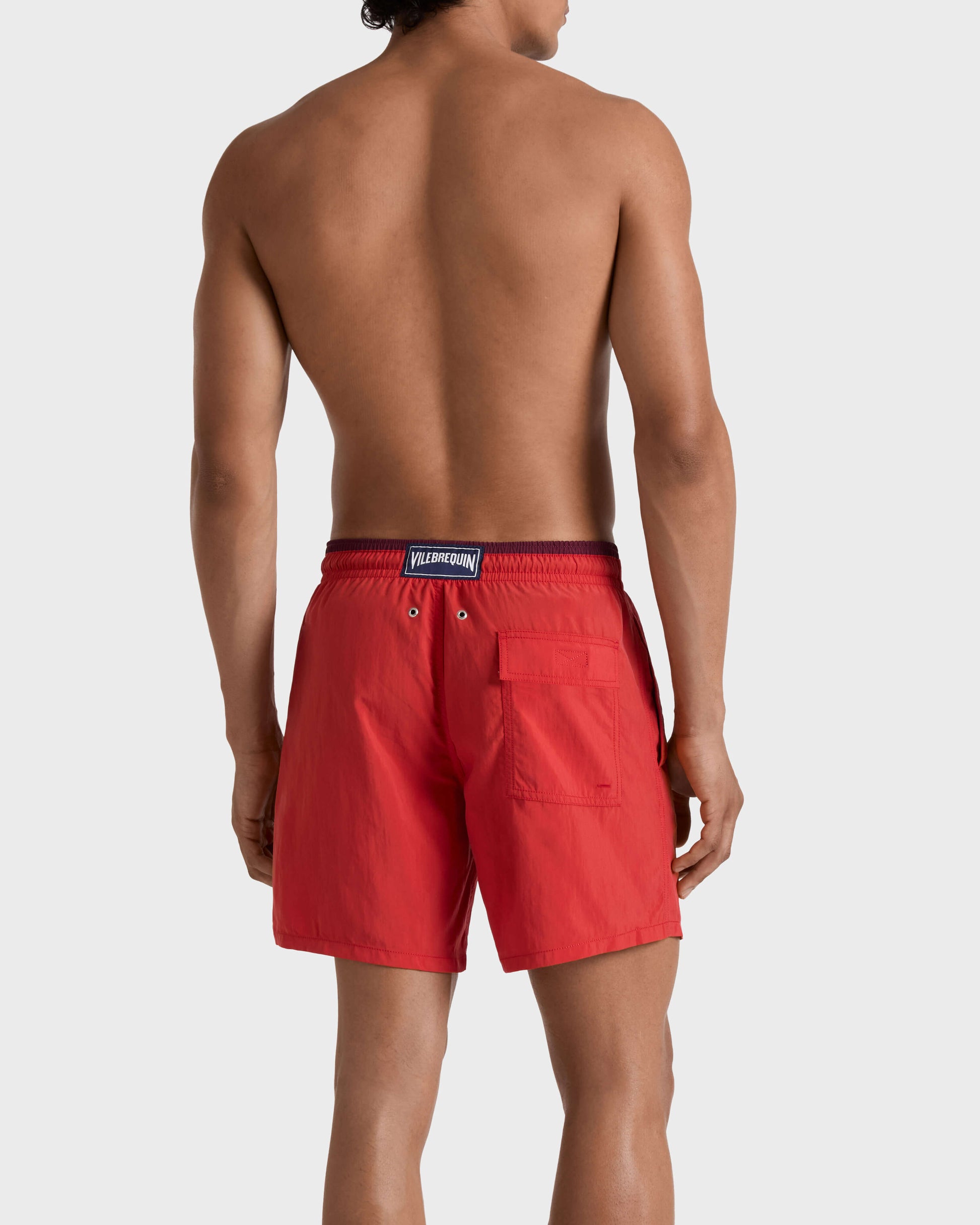 Vilebrequin Men Swim Shorts Solid Bicolore - Red Dalia Swimwear