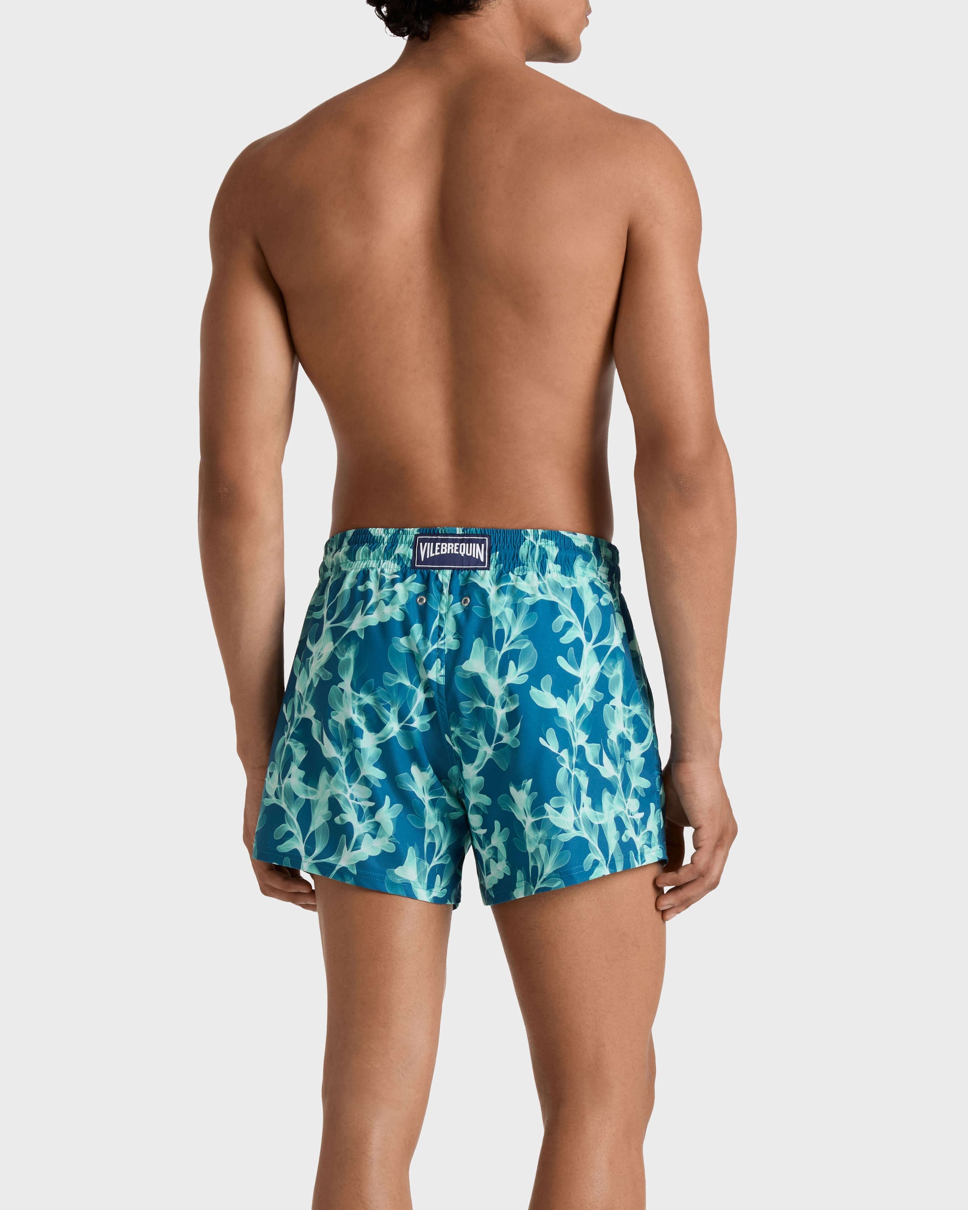Vilebrequin Men Short Stretch Swim Trunks X-Ray Seaweed - Blue Coin coin