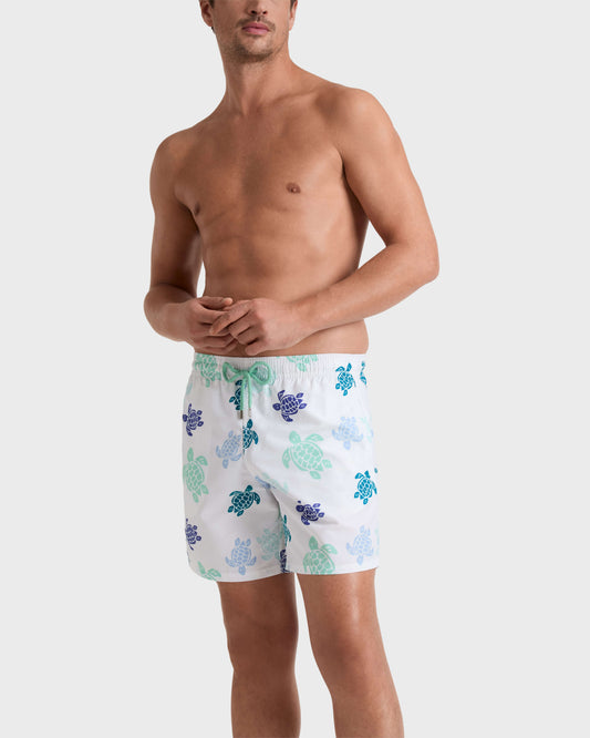 Vilebrequin Men Swim Trunks Tortues Multicolores - White