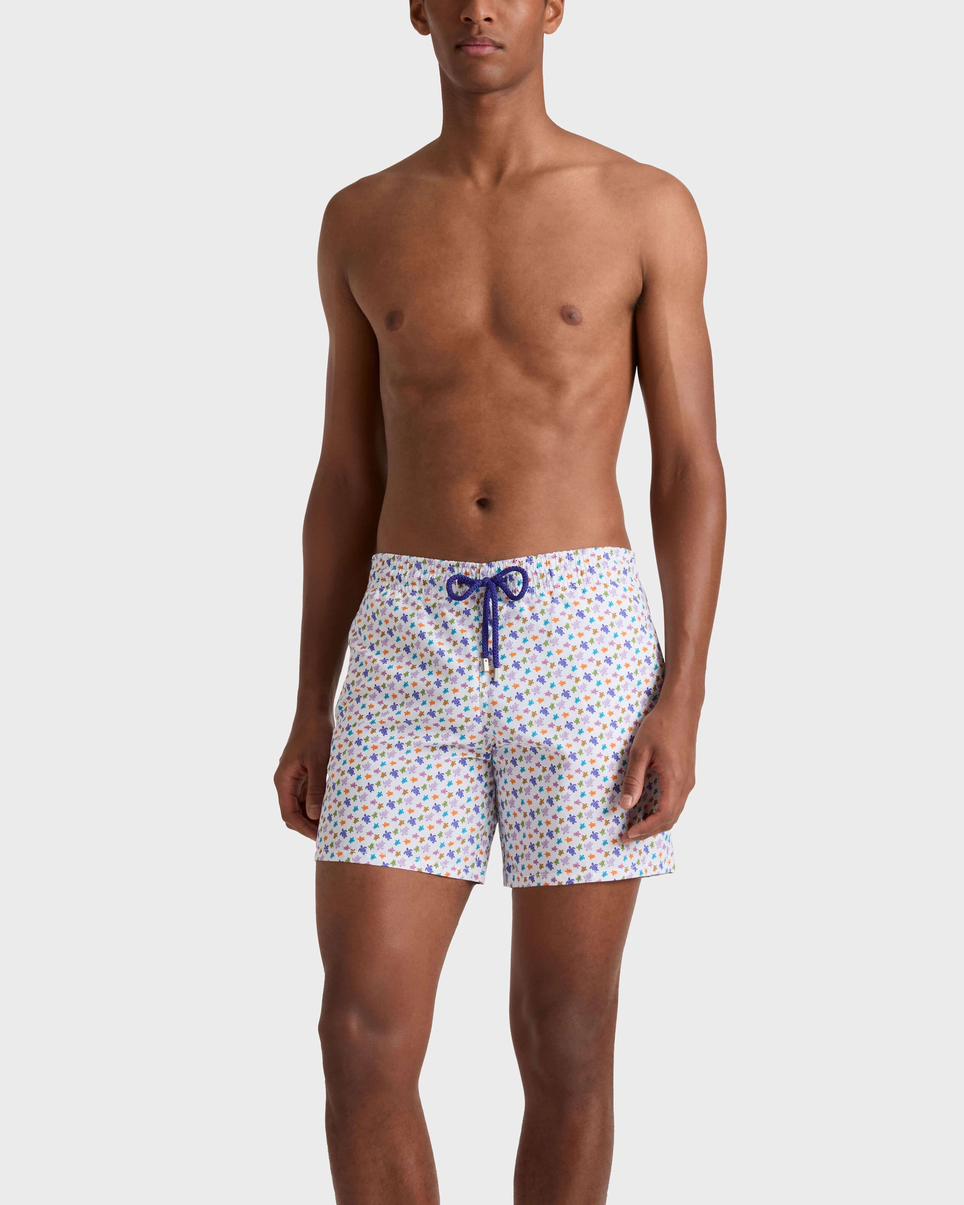 Vilebrequin Men Swim Trunks Micro Ronde des Tortues - White