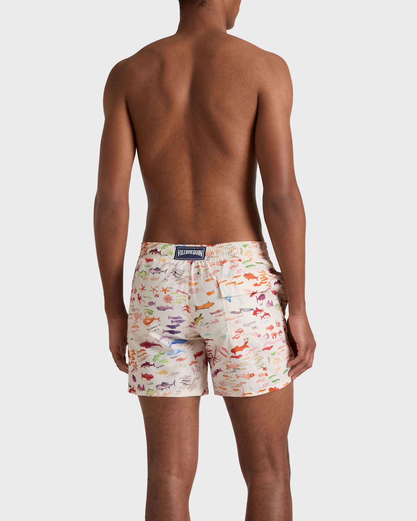 Vilebrequin Men Swim Trunks Pescador - VBQ x Fabrice Hyber - White Papier
