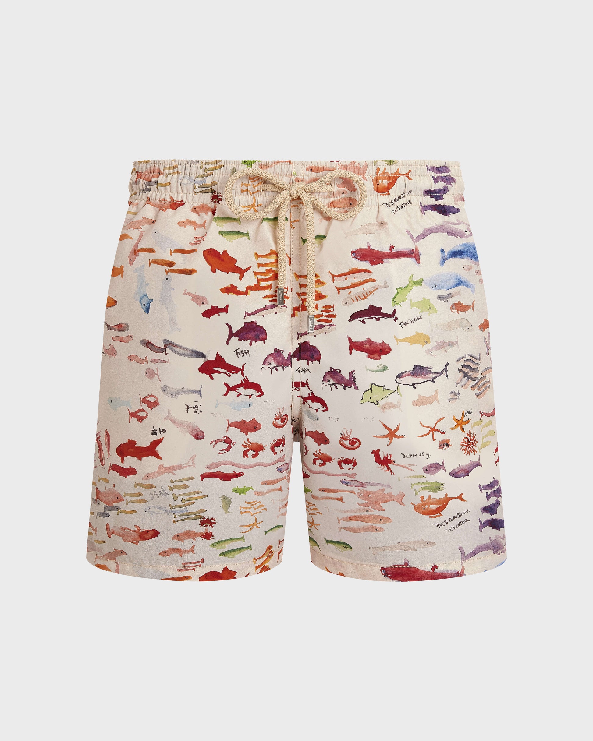 Vilebrequin Men Swim Trunks Pescador - VBQ x Fabrice Hyber - White Papier
