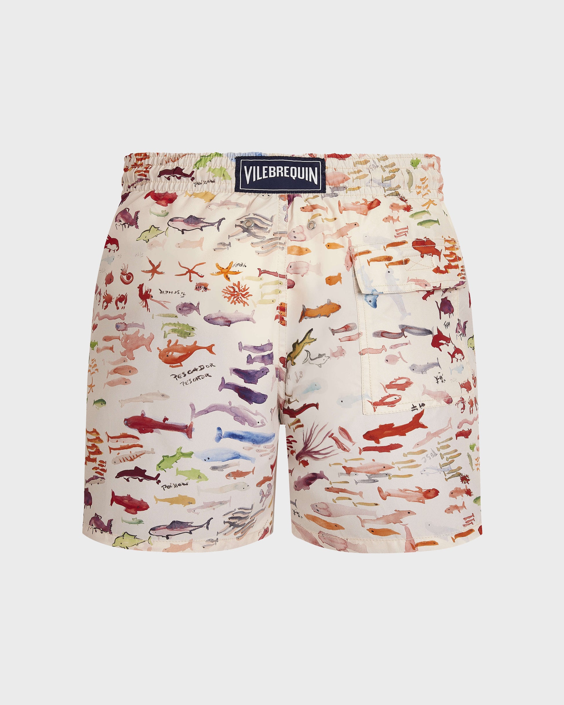 Vilebrequin Men Swim Trunks Pescador - VBQ x Fabrice Hyber - White Papier
