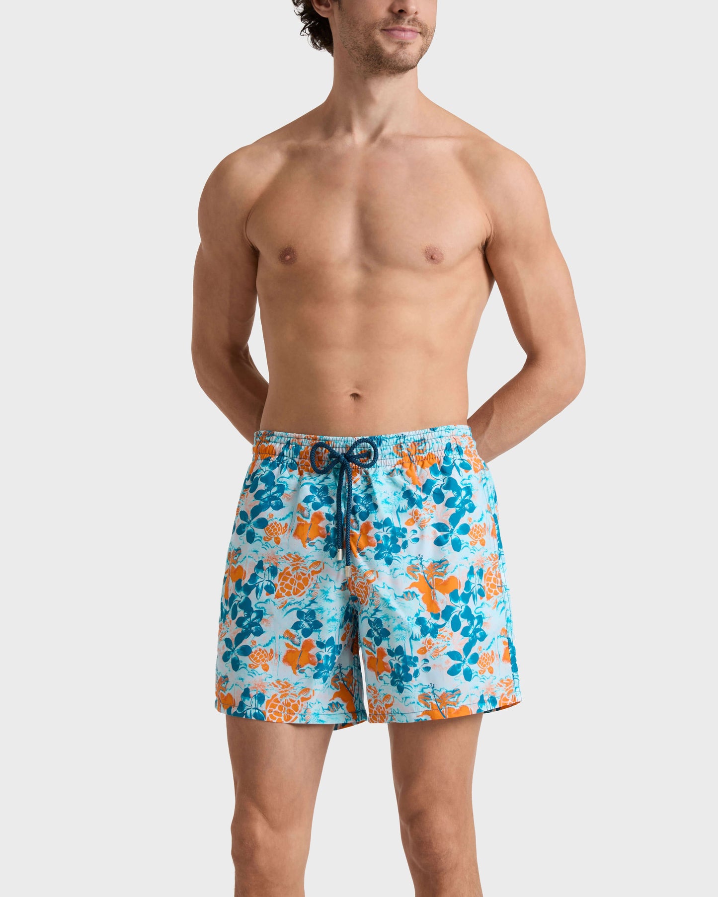Vilebrequin Men Swim Trunks Jungle Turtles - Blue Coin coin