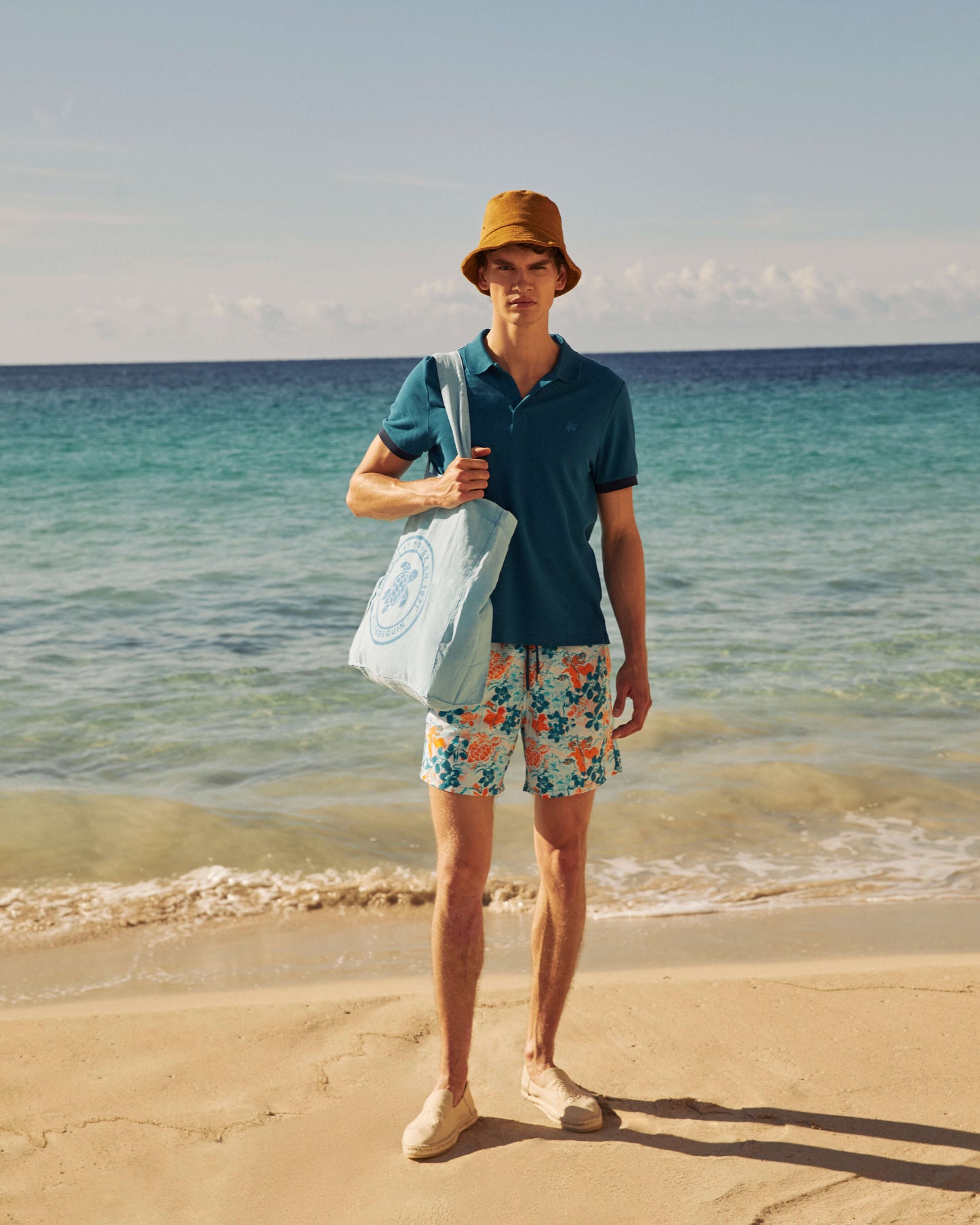 Vilebrequin Men Swim Trunks Jungle Turtles - Blue Coin coin
