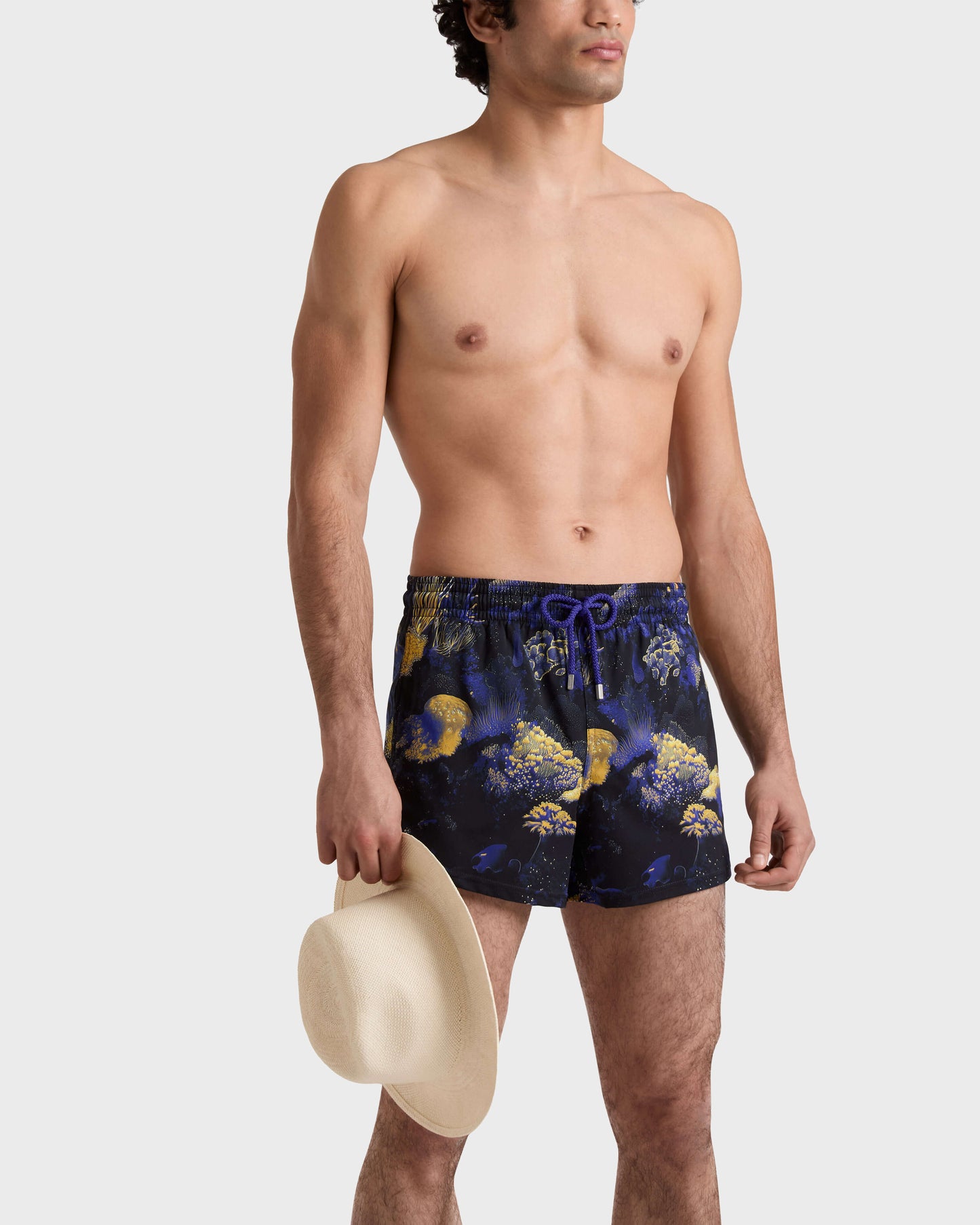 Vilebrequin Men Short Stretch Swim Trunks Coral Reef - Black