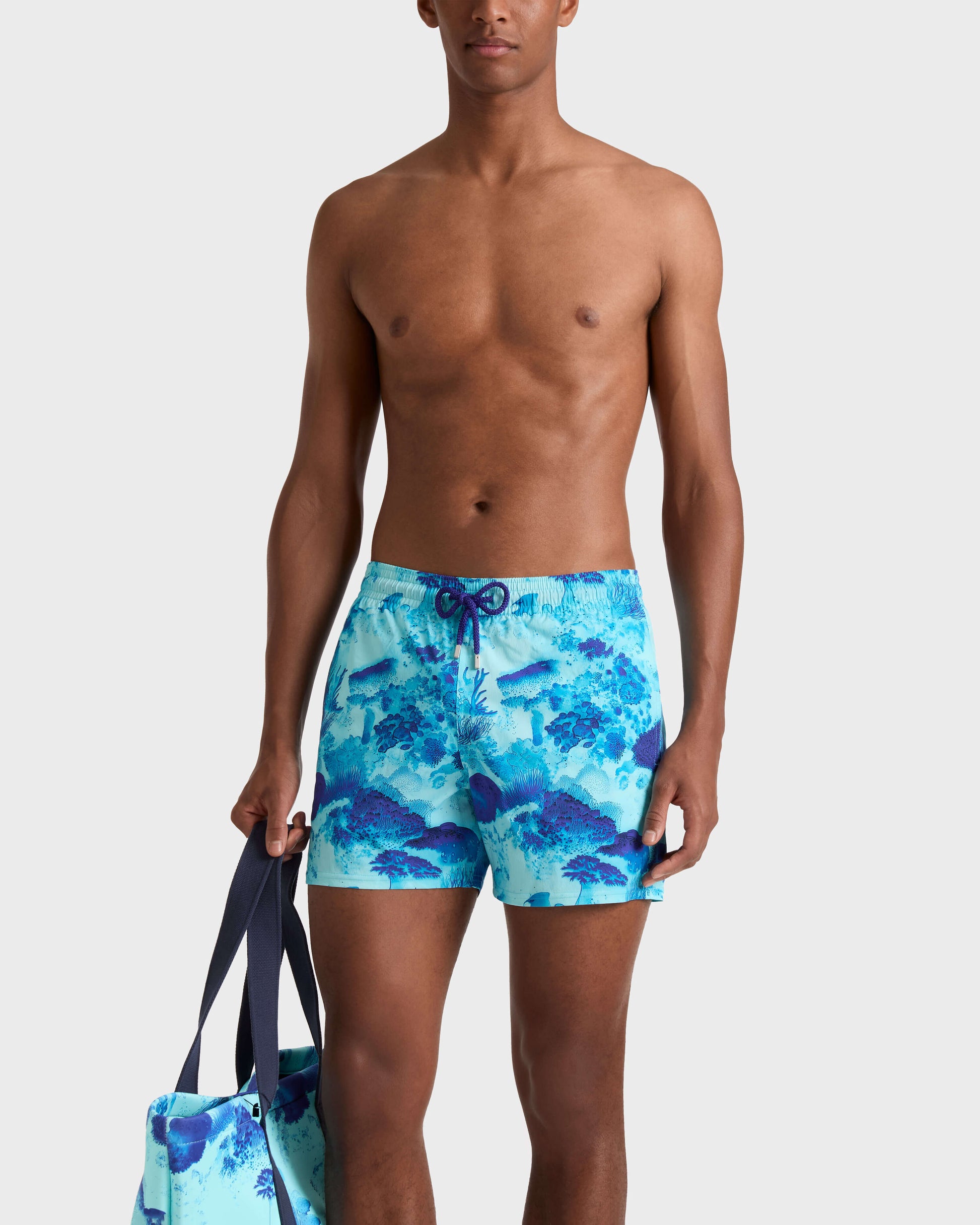 Vilebrequin Men Stretch Short Swim Trunks Coral Reef - Blue Oxygene