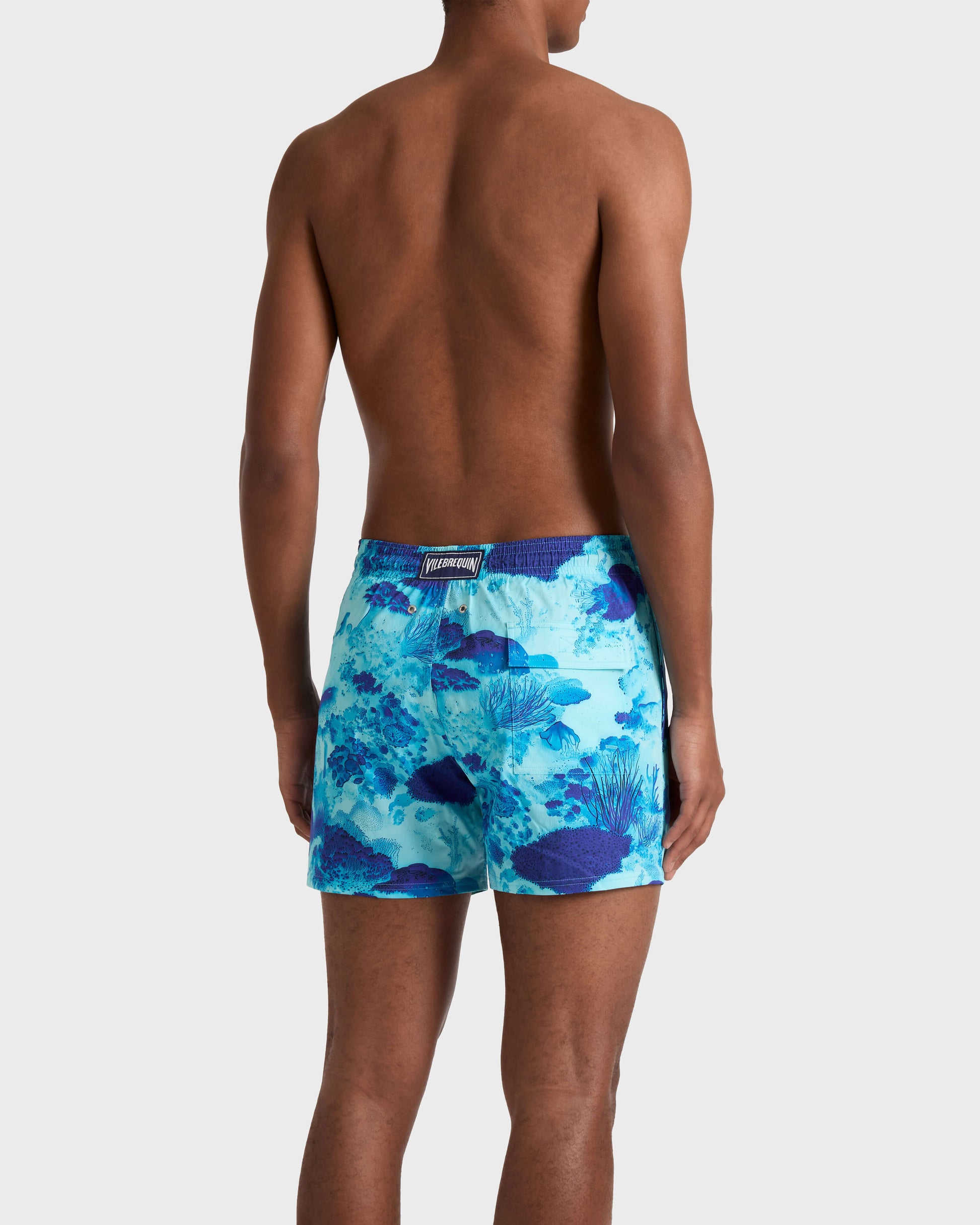 Vilebrequin Men Stretch Short Swim Trunks Coral Reef - Blue Oxygene