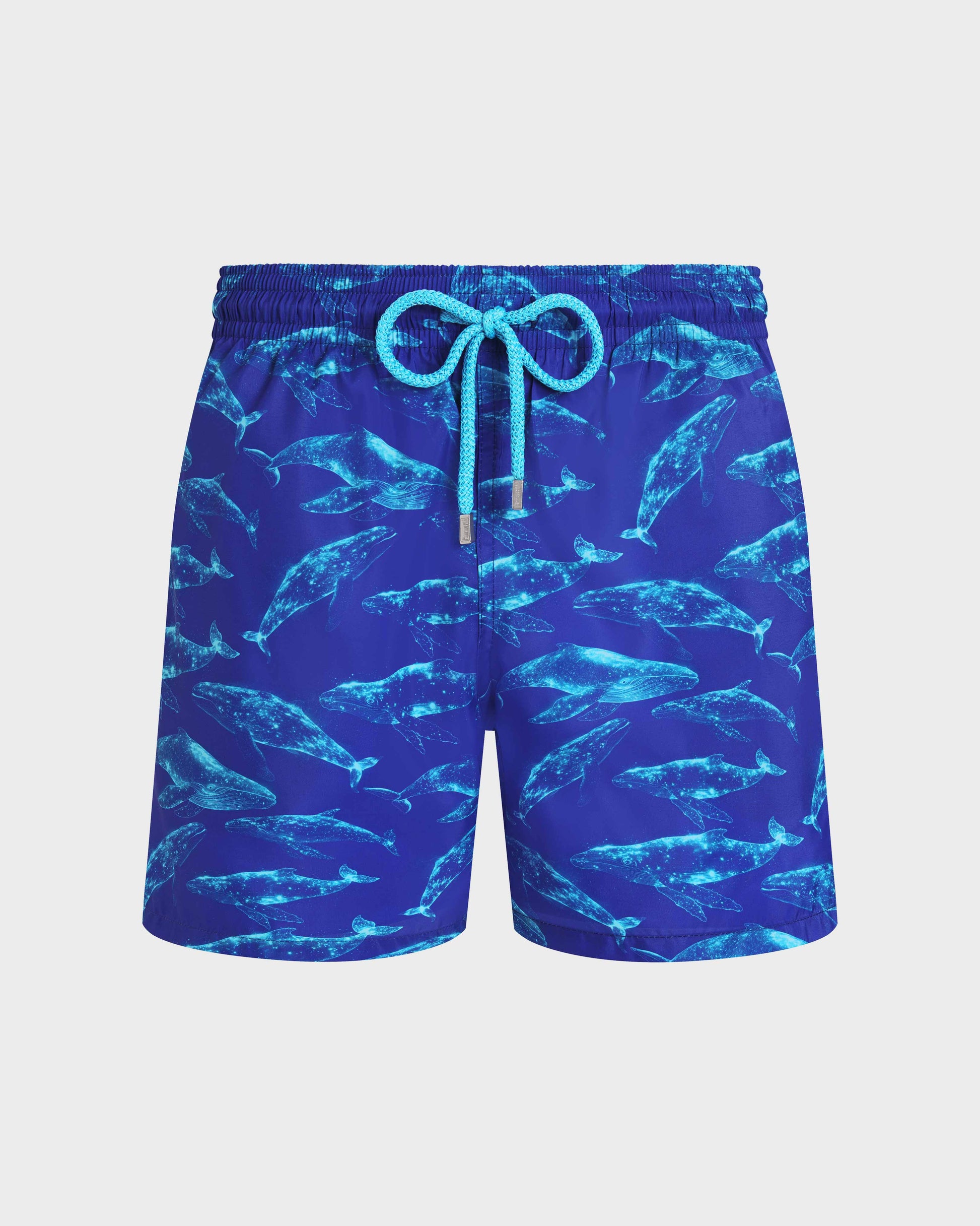 Vilebrequin Men Ultra-light and packable Swim Trunks Sparkling Whales - Blue Versailles