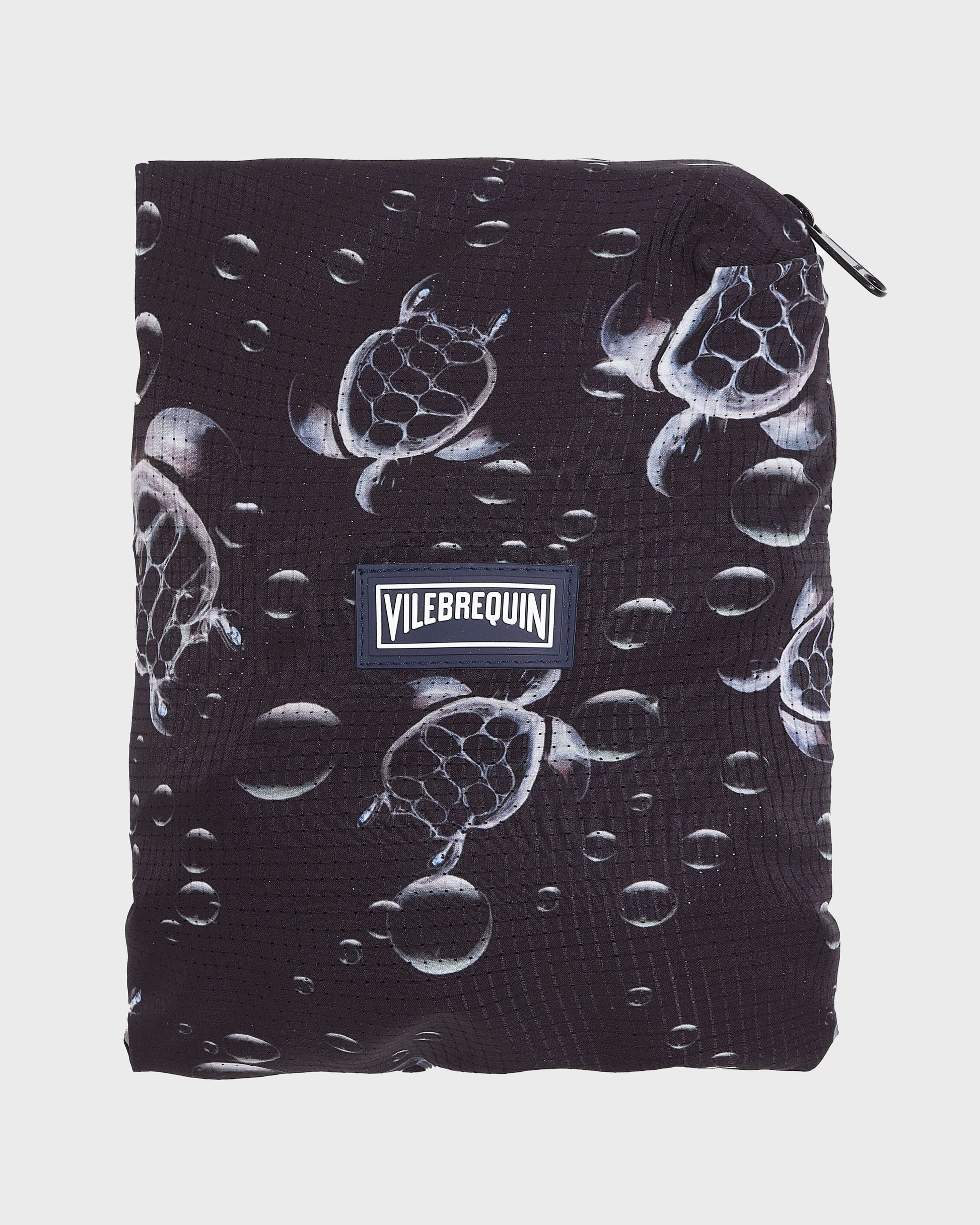 Vilebrequin Men Micro-Perforated Ultra-light and packable Swim Trunks Bubble Turtles 3D - Black