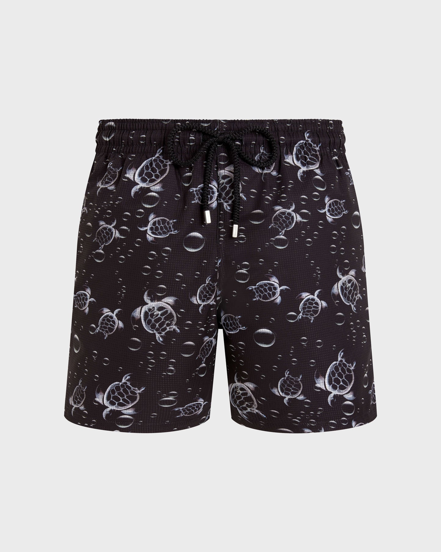 Vilebrequin Men Micro-Perforated Ultra-light and packable Swim Trunks Bubble Turtles 3D - Black