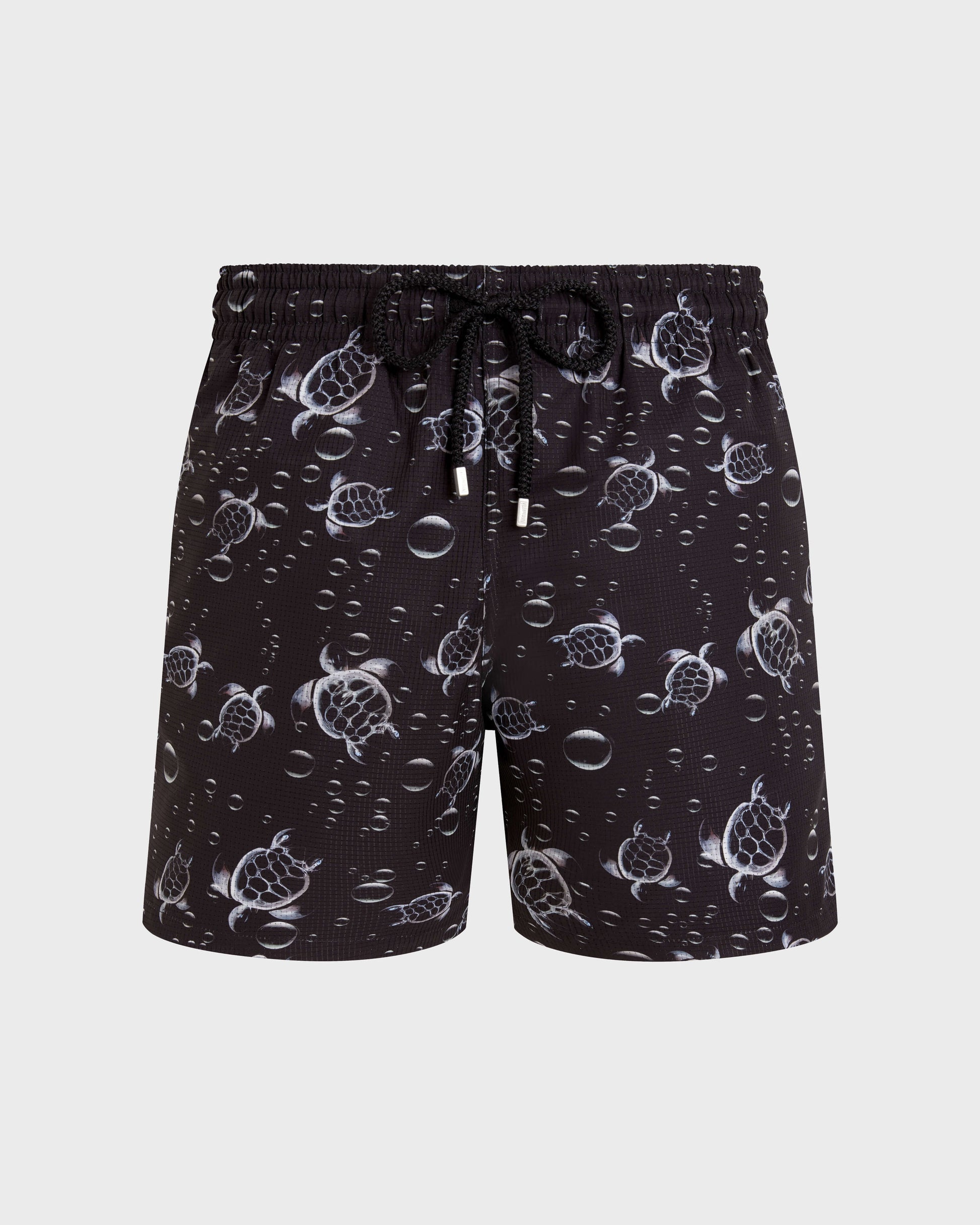 Vilebrequin Men Micro-Perforated Ultra-light and packable Swim Trunks Bubble Turtles 3D - Black
