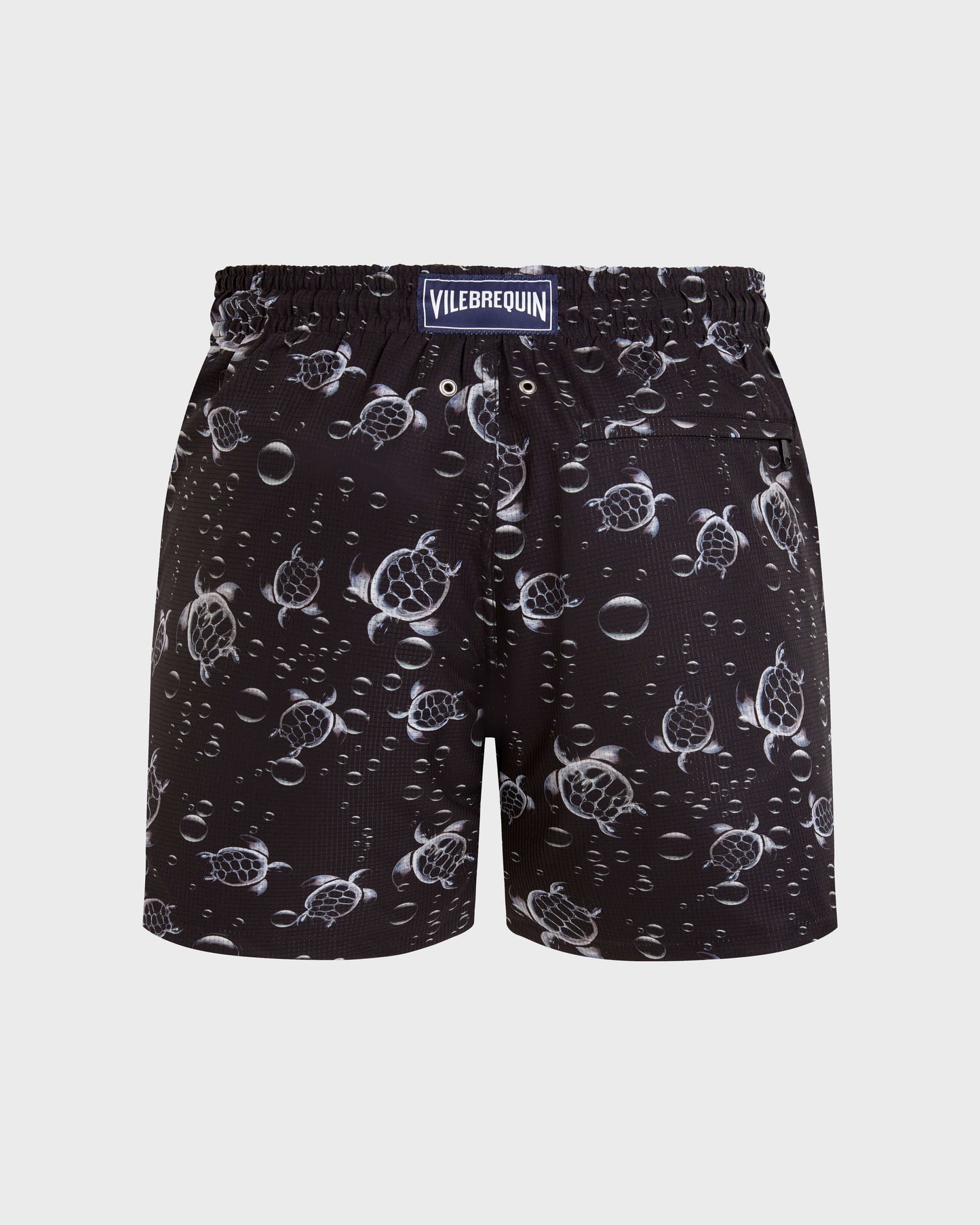 Vilebrequin Men Micro-Perforated Ultra-light and packable Swim Trunks Bubble Turtles 3D - Black