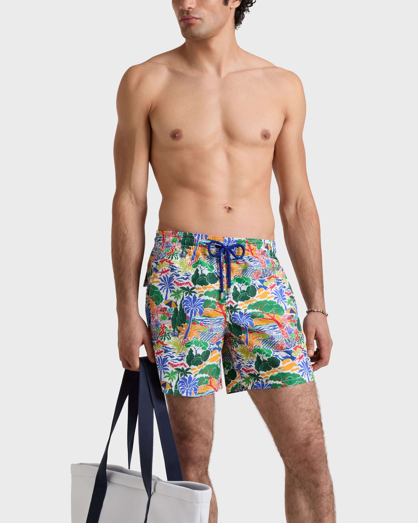 Vilebrequin Men Swim Trunks Seaside Life - White