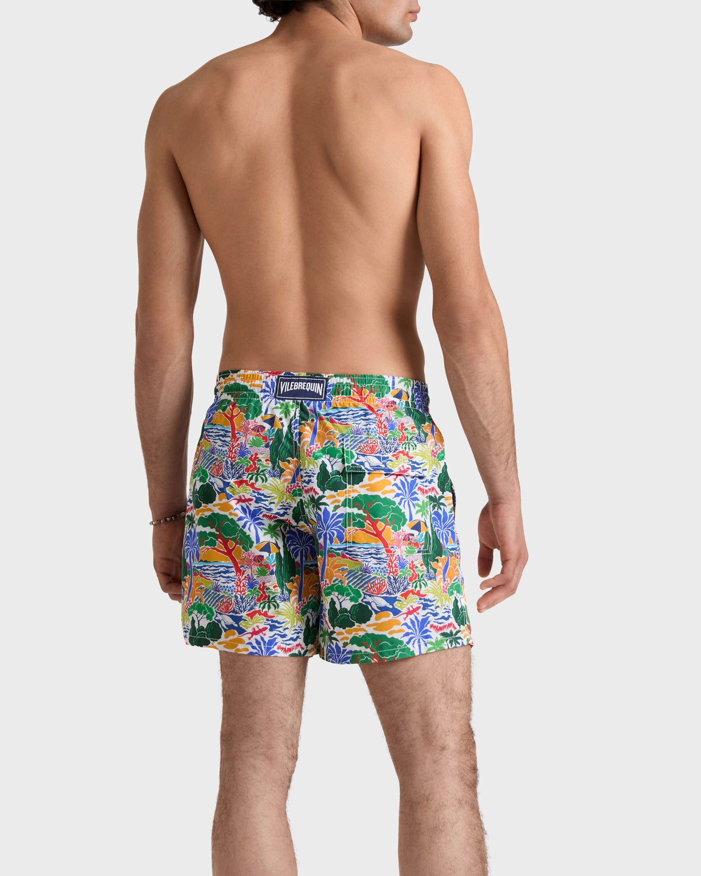 Vilebrequin Men Swim Trunks Seaside Life - White
