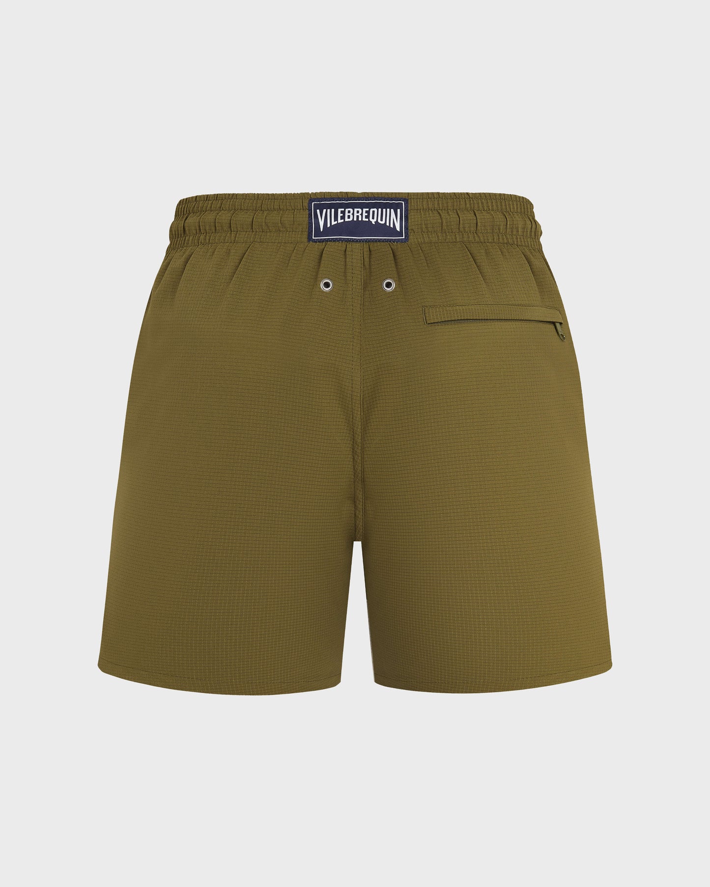 Vilebrequin Men Micro-Perforated Ultra-Light and Packable Swim Trunks Solid - Green Khaki