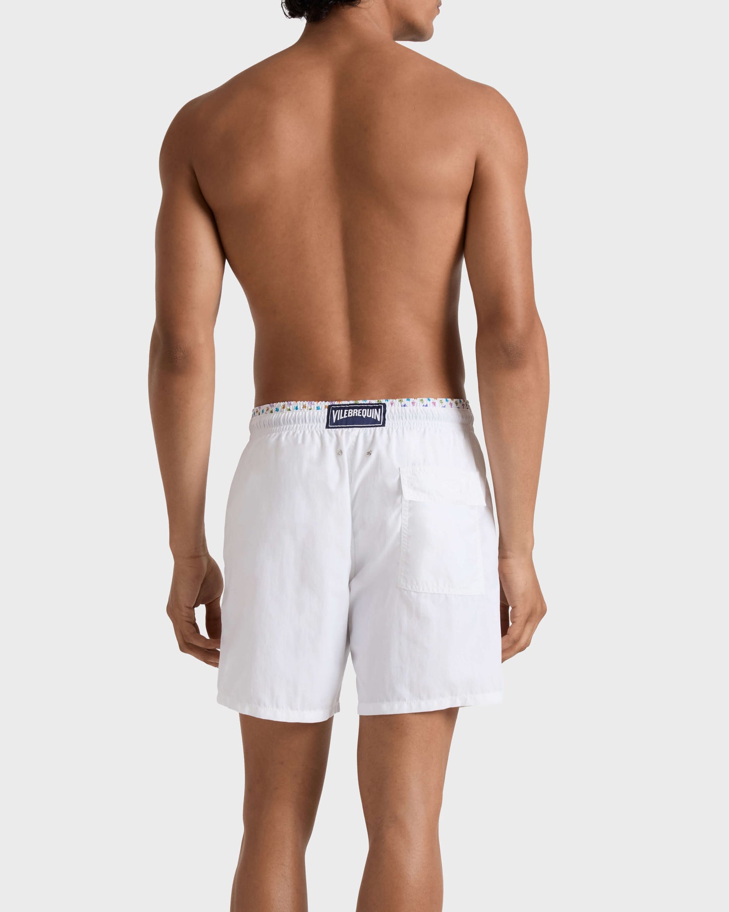 Vilebrequin Men Swim Trunks Bicolor Micro Ronde des Tortues - White